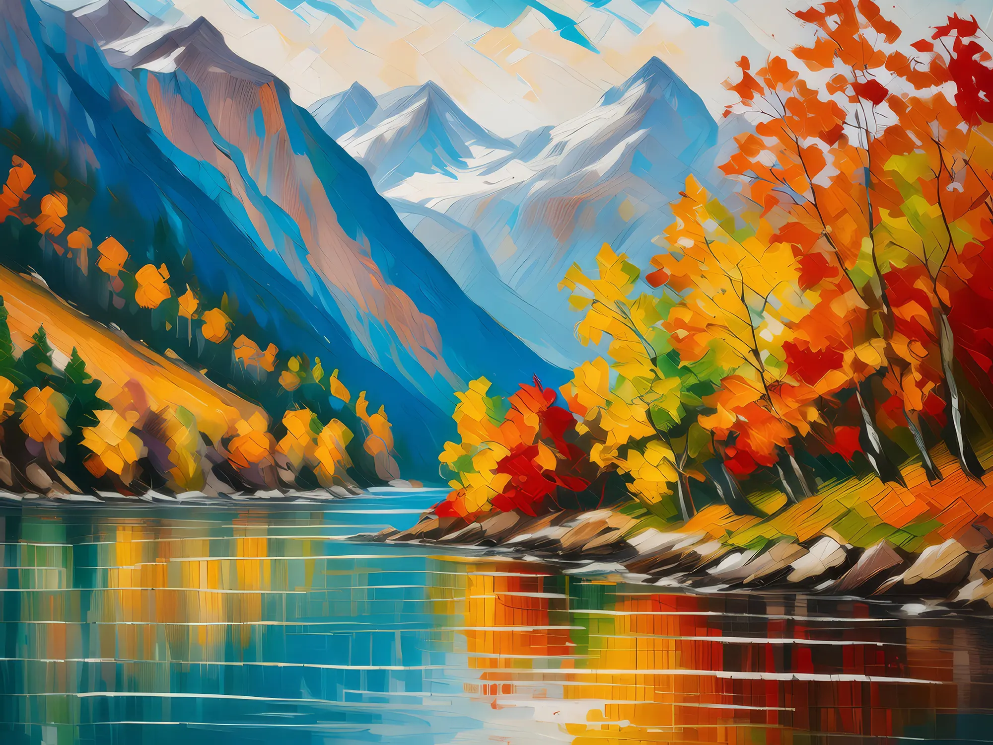 Painting: Autumn Colors Along the Fjord