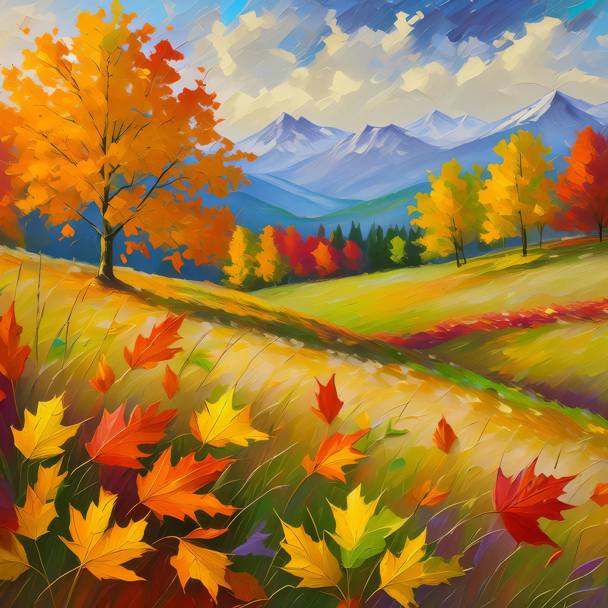 Painting: Autumn Colors in Grassland