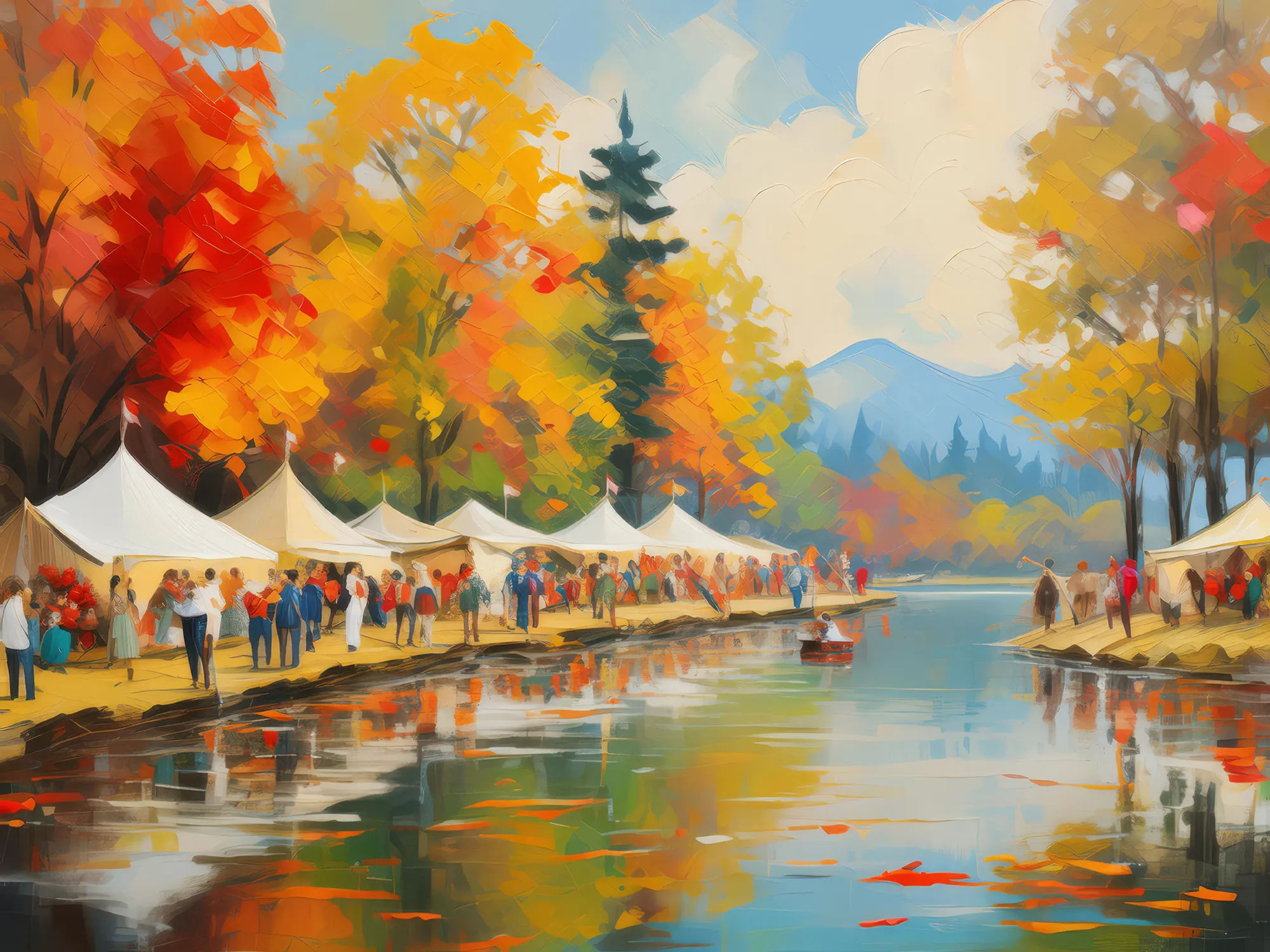 Painting: Autumn Festival by the Lake