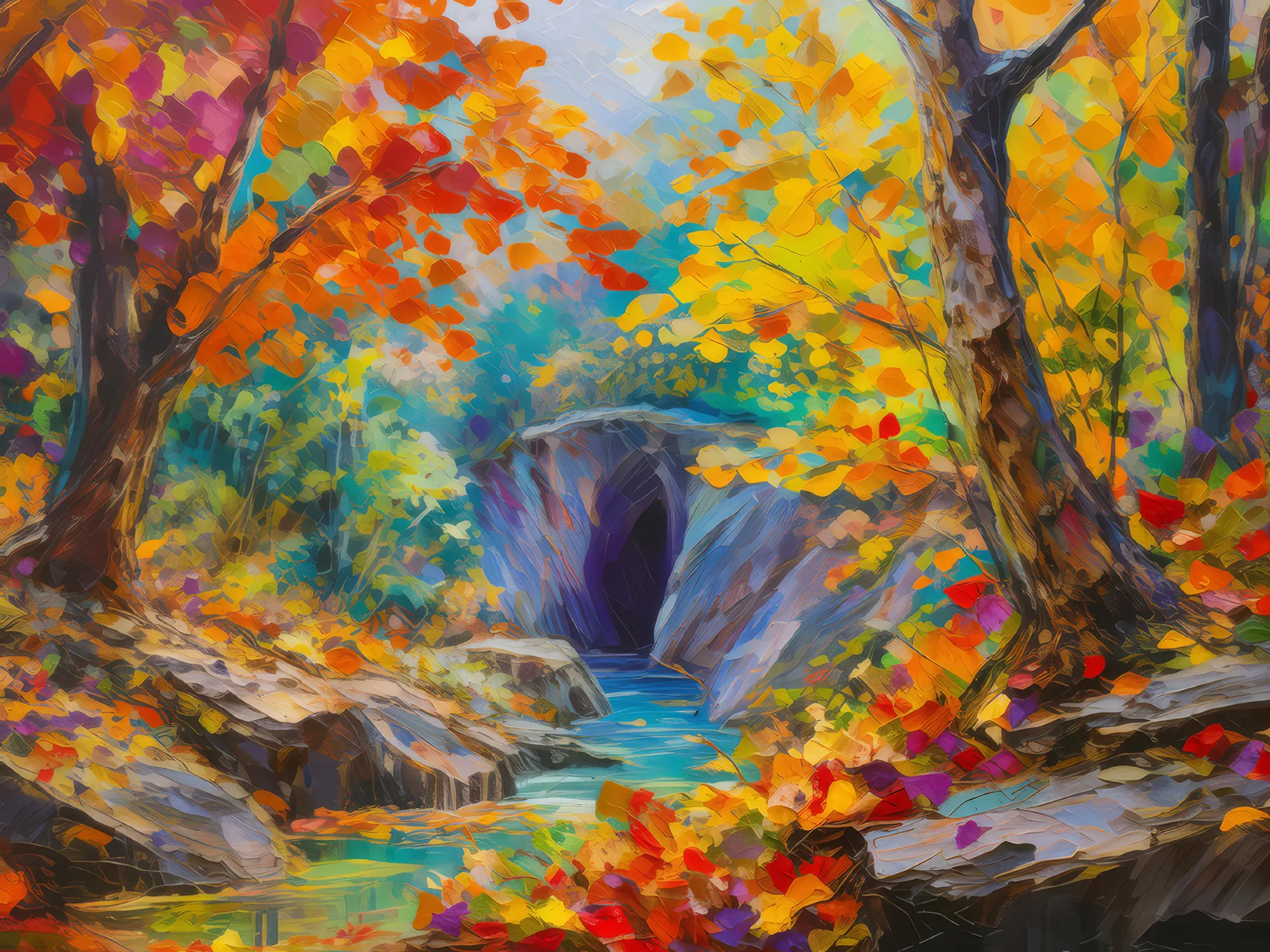 Painting: Autumn Forest Chasm