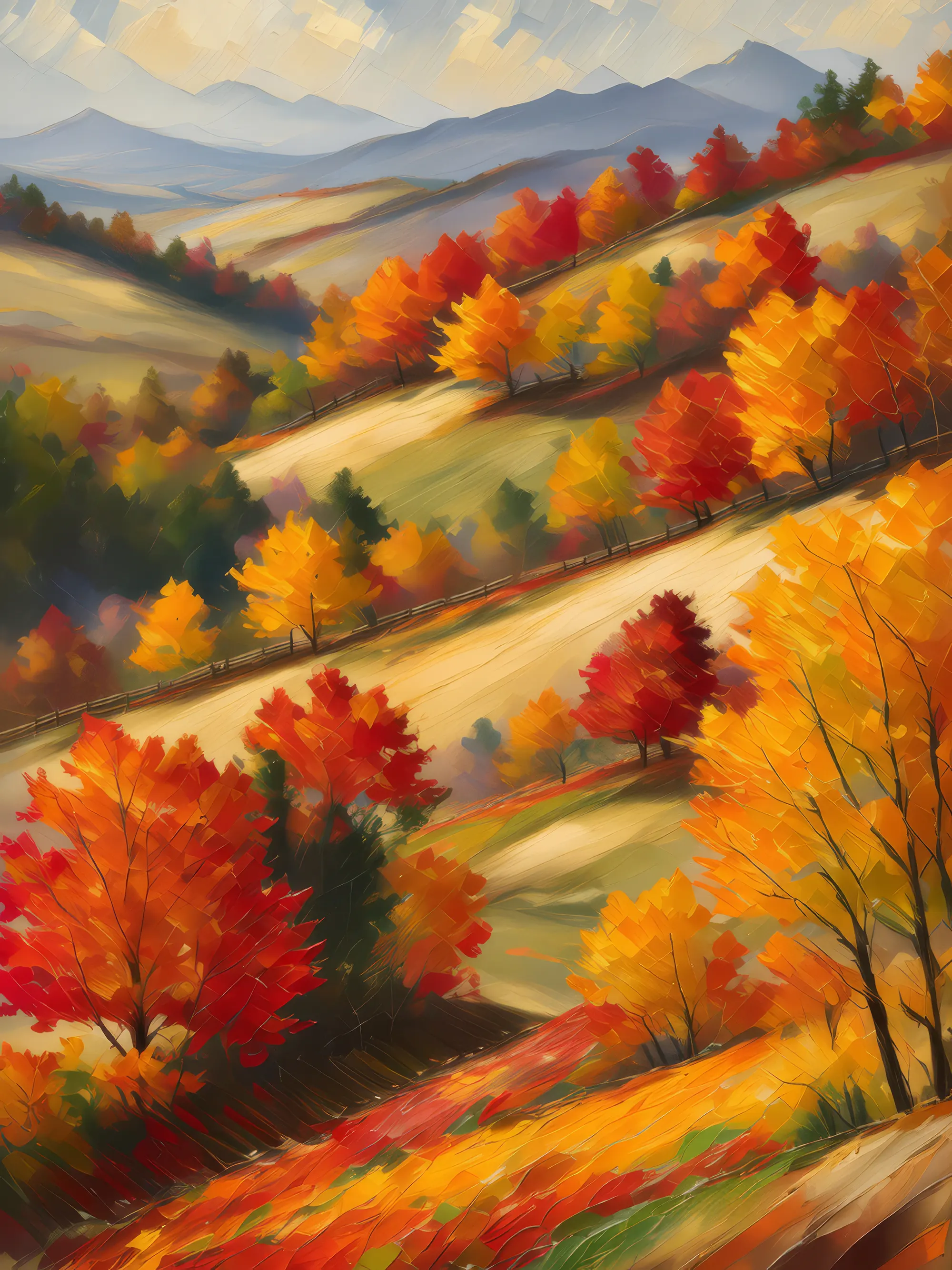 Painting: Autumn Hillside View