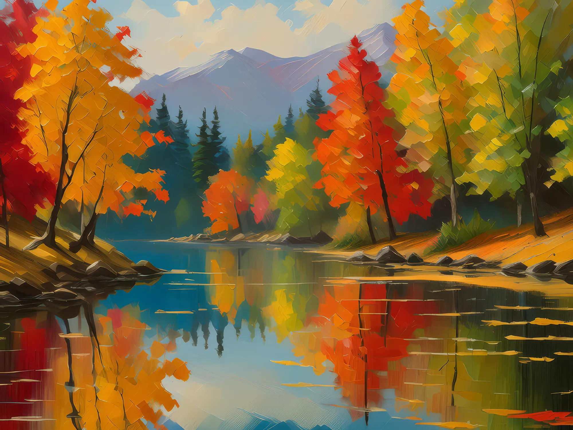 Painting: Autumn Lake Colors