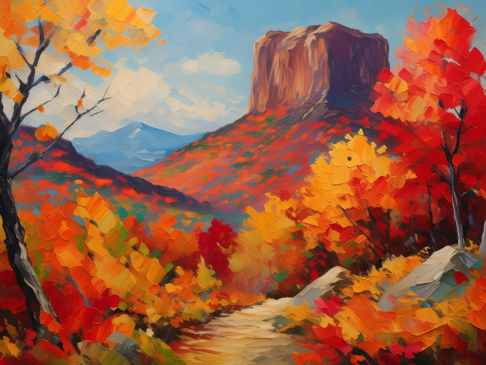 Painting: Autumn Leaves and Mesa