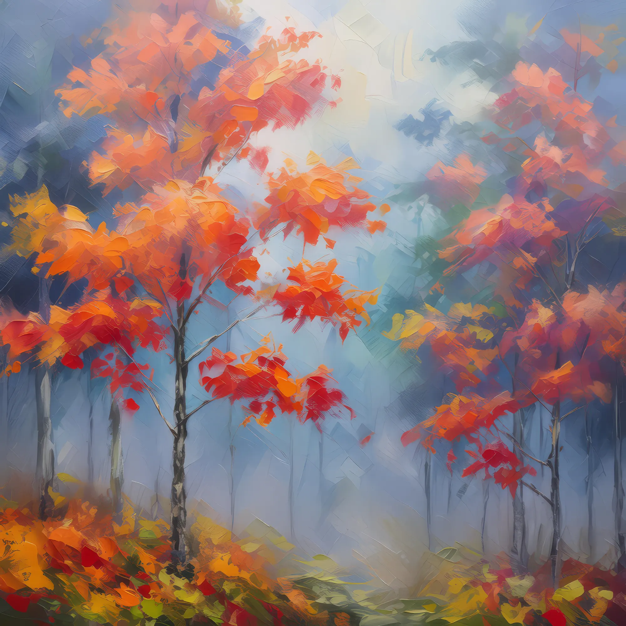 Painting: Autumn Mist and Maples