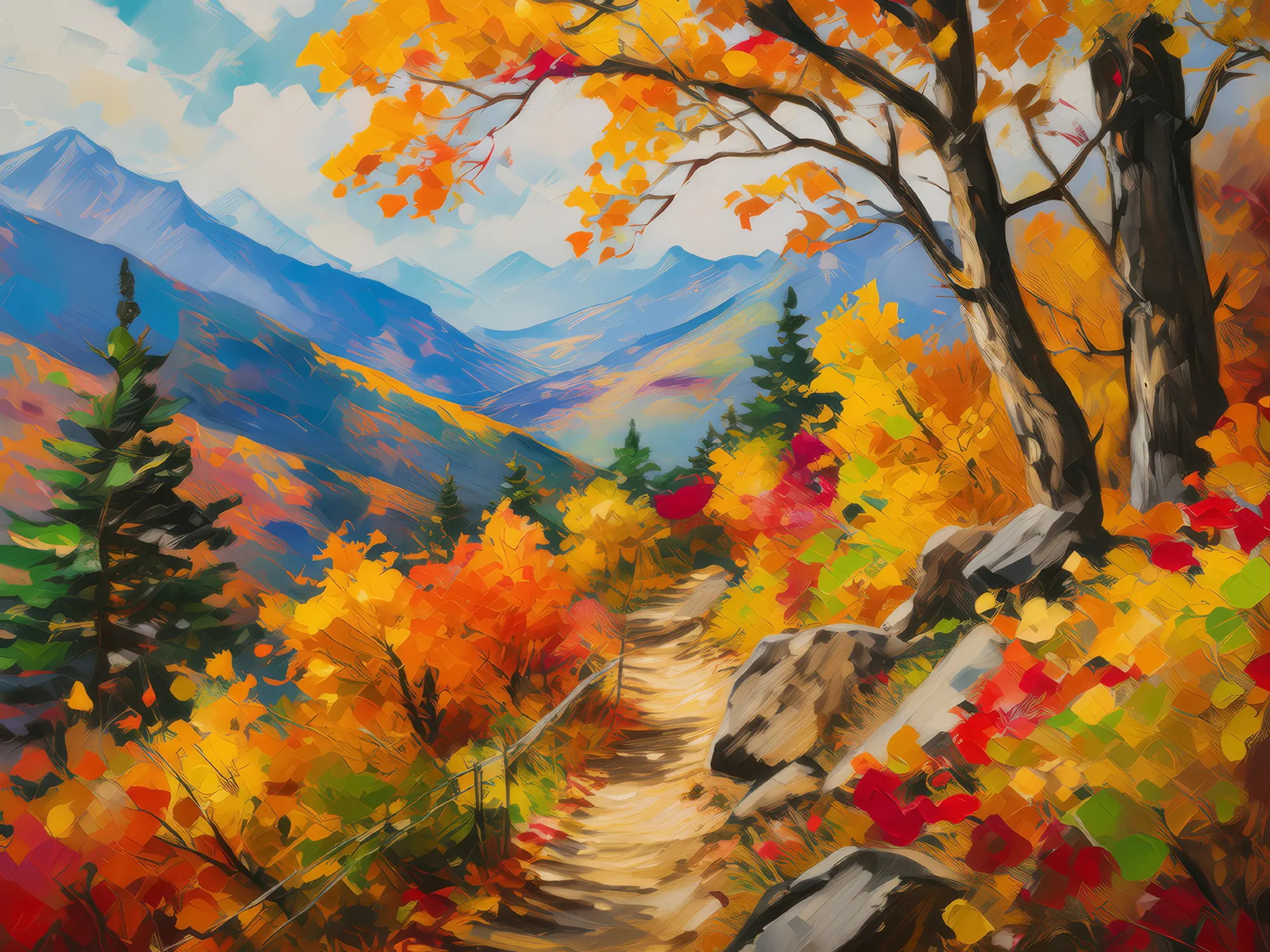 Painting: Autumn Mountain Trail