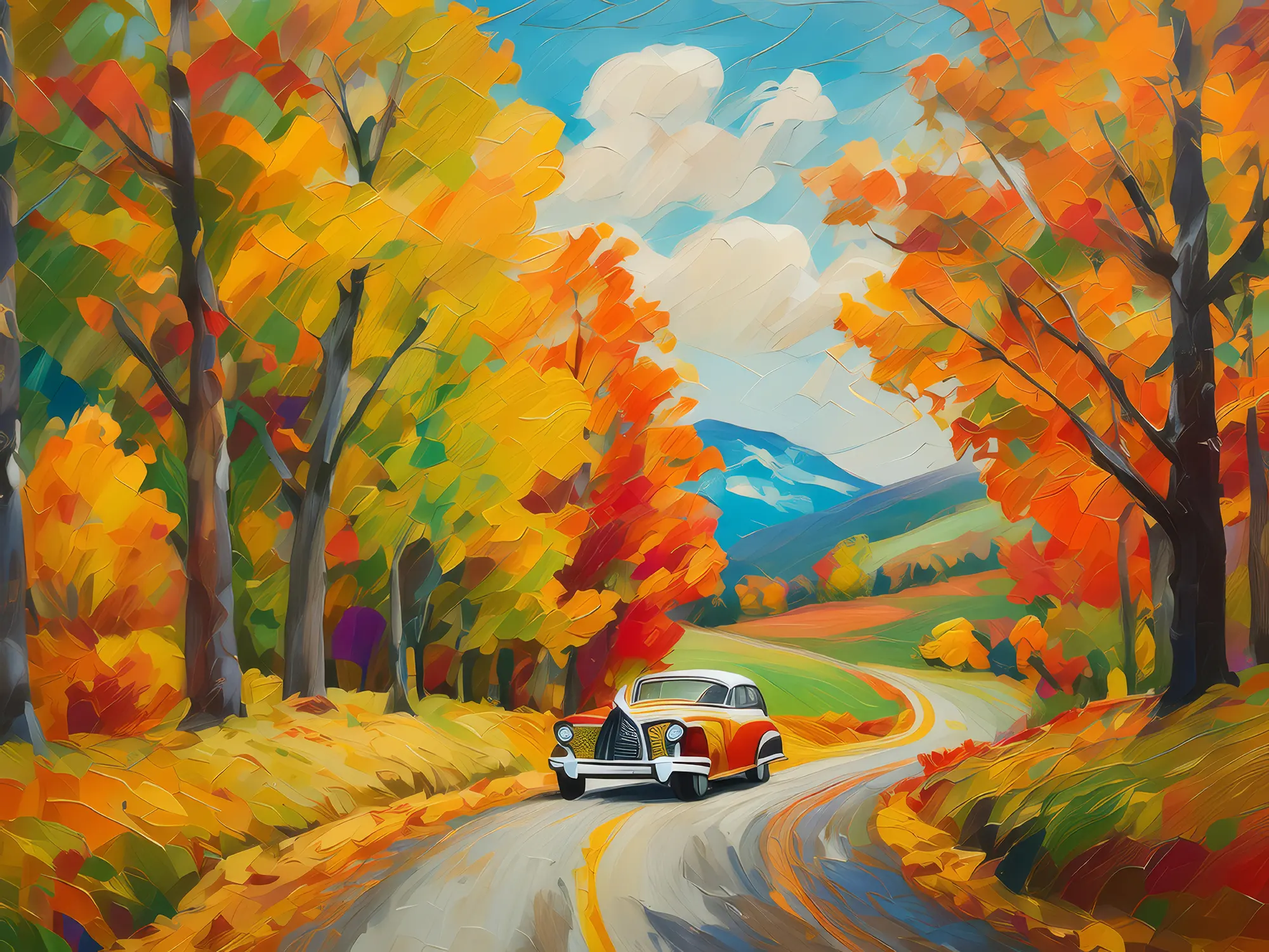 Painting: Autumn Road Trip