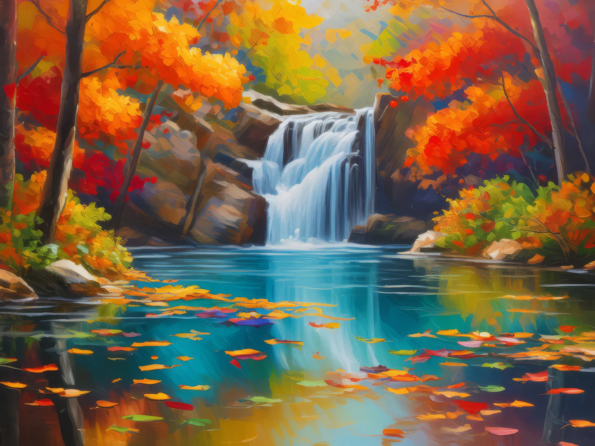 Painting: Autumn Waterfall