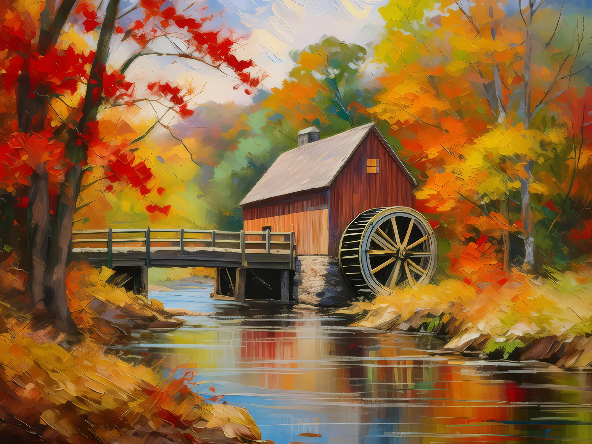 Painting: Autumn Watermill