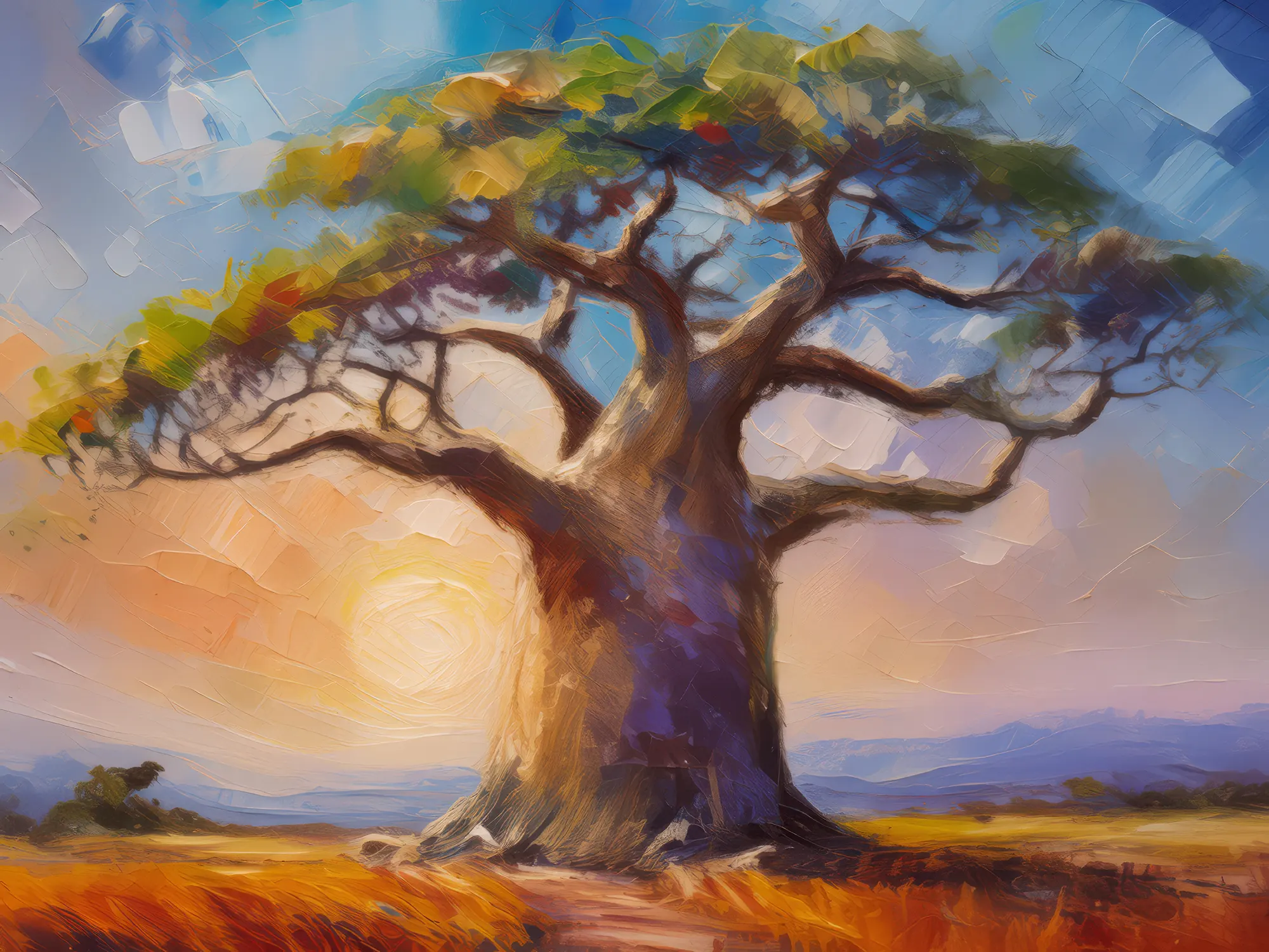 Painting: Baobab Tree at Dawn