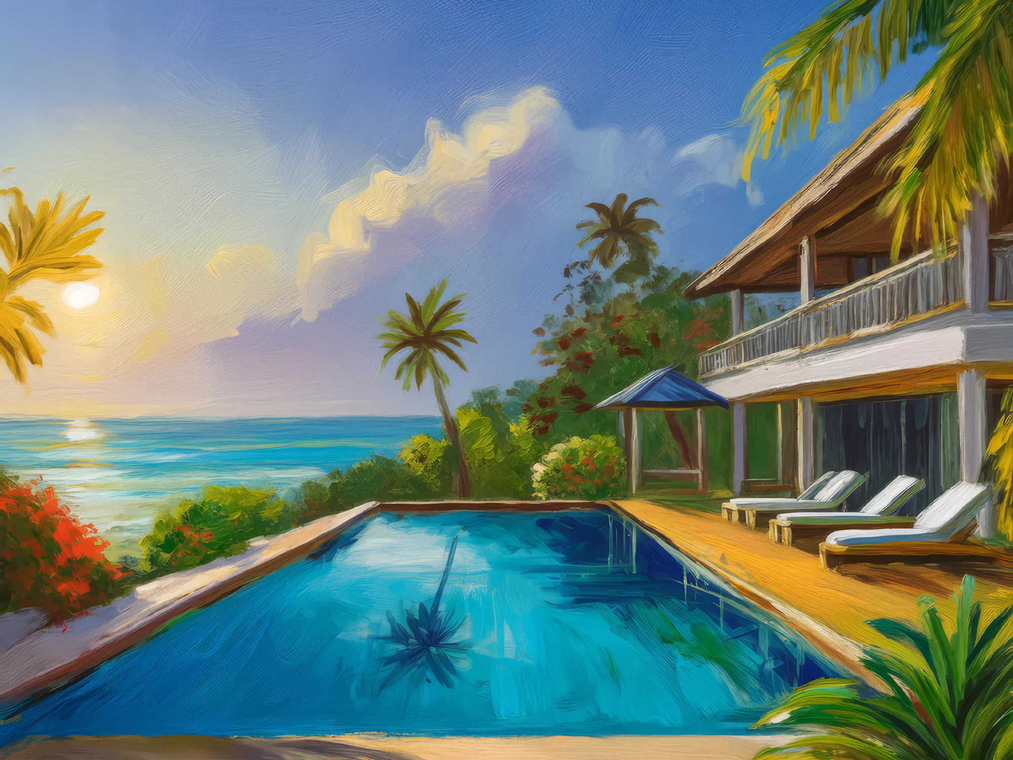 Painting: Beachfront Villa Escape