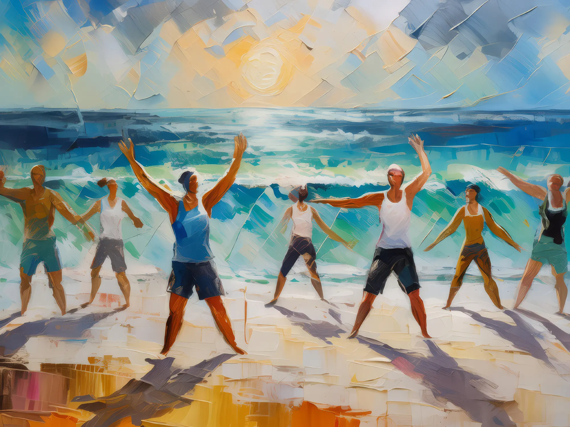 Painting: Beachside Fitness Class
