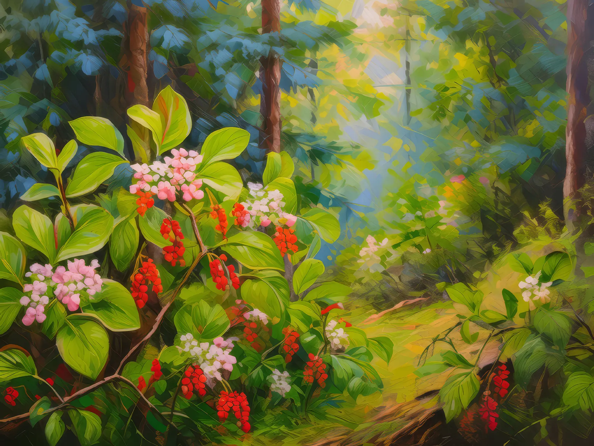 Painting: Berry Bushes in Bloom