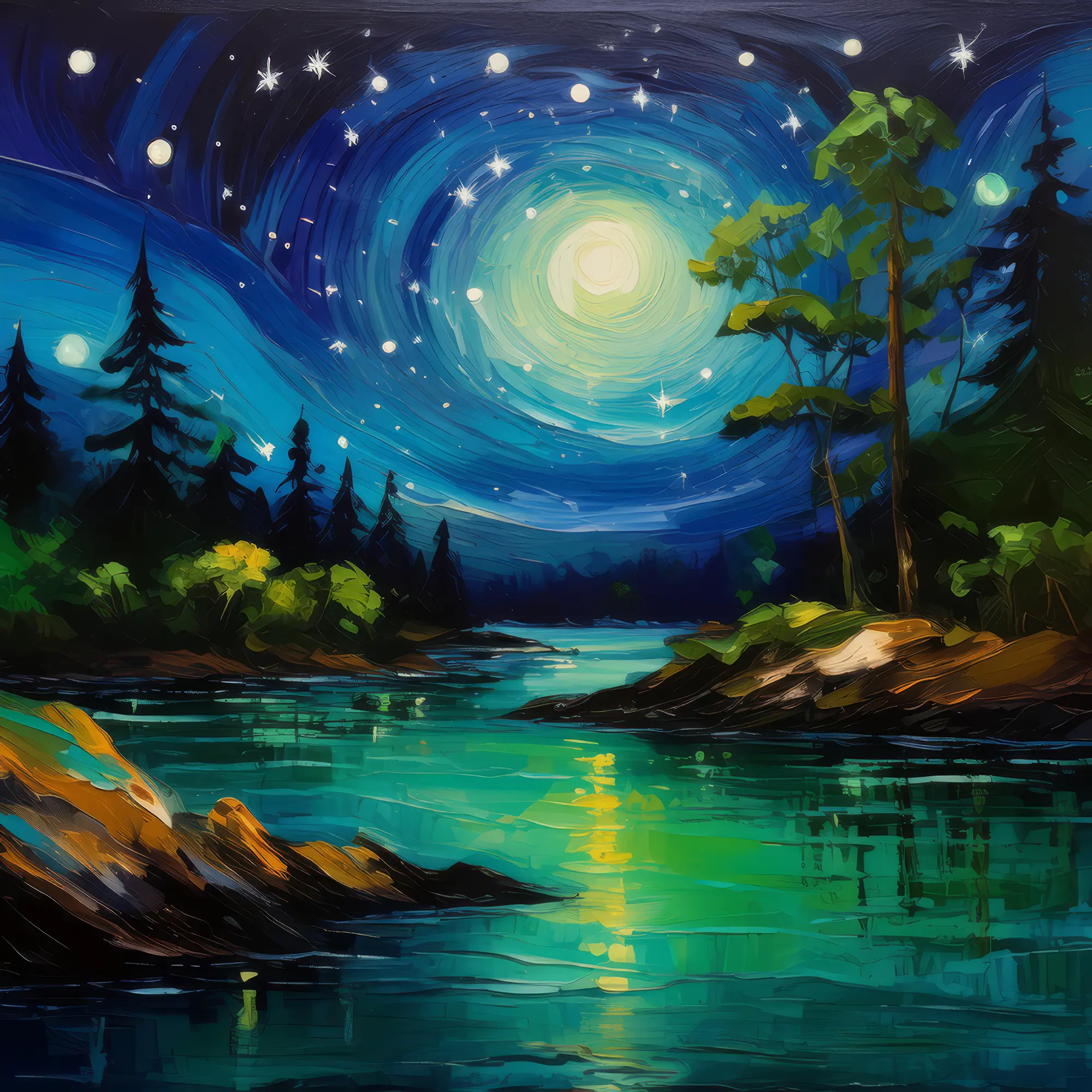 Painting: Bioluminescent Bay Night