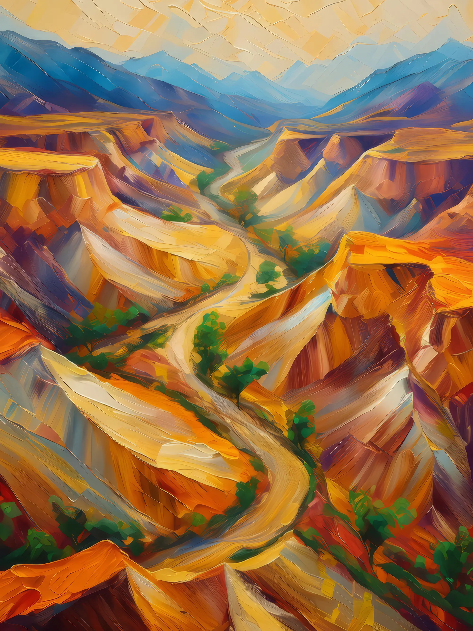 Painting: Birds Eye View Alpine Desert