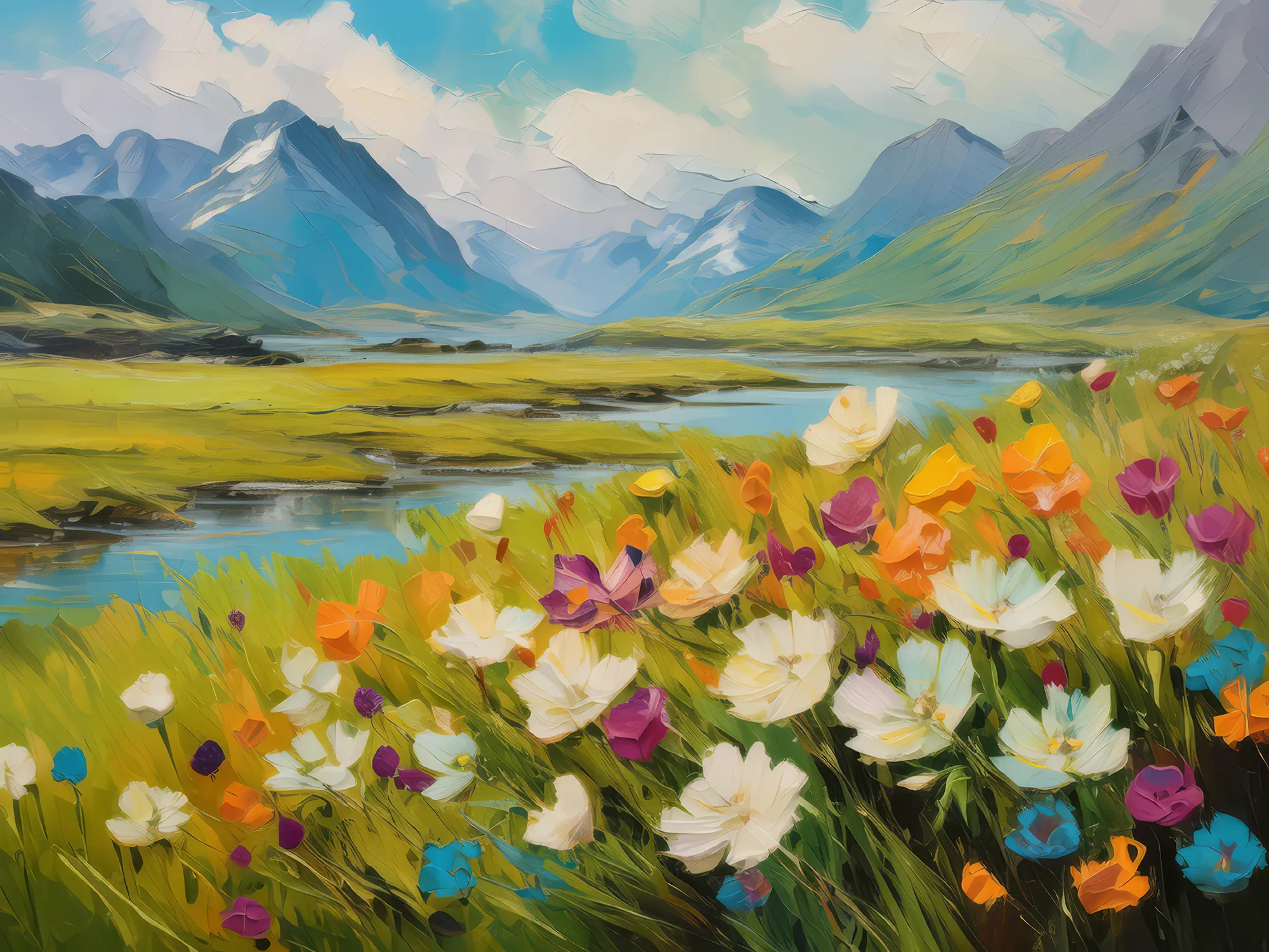 Painting: Blooming Arctic Flowers