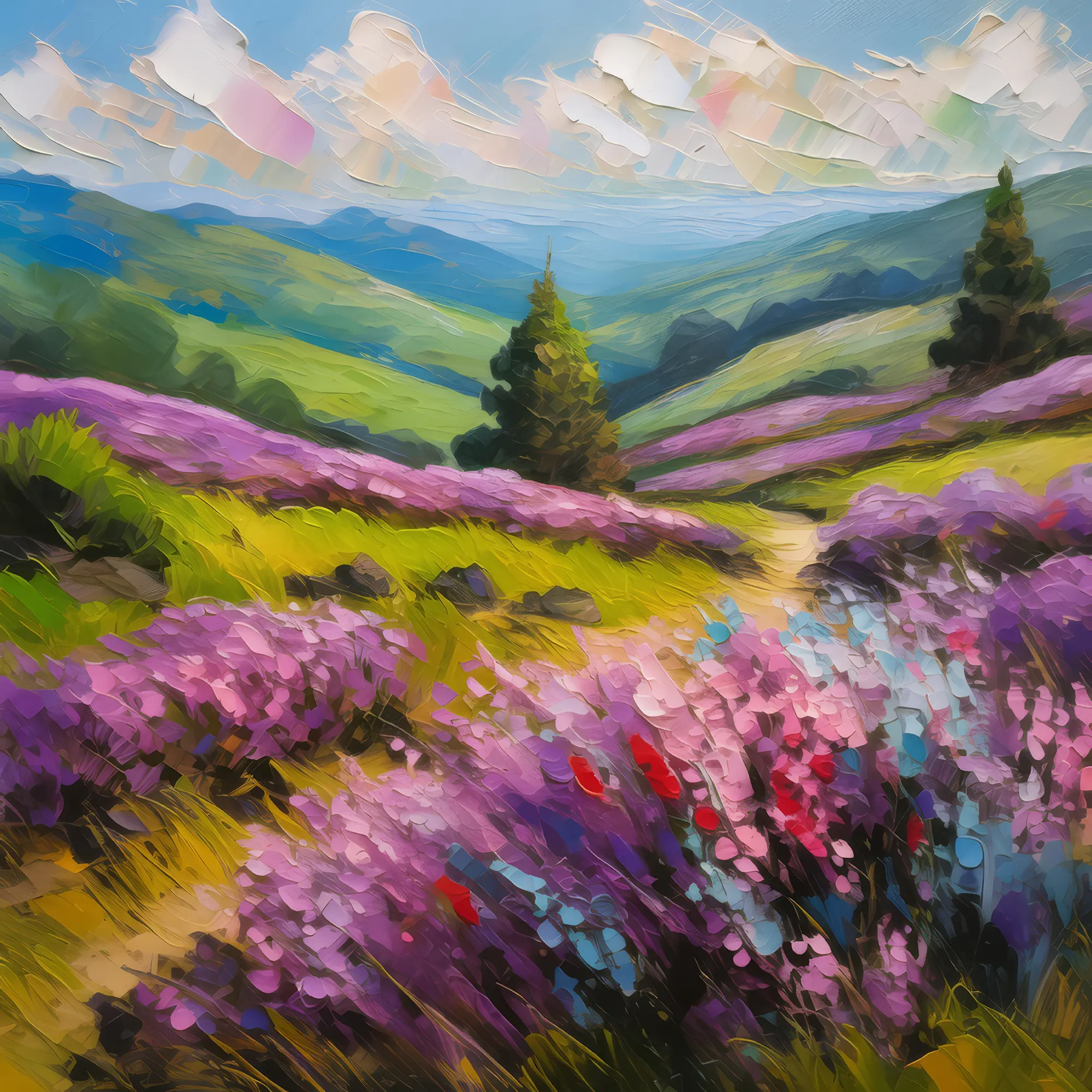 Painting: Blooming Heather on Moor