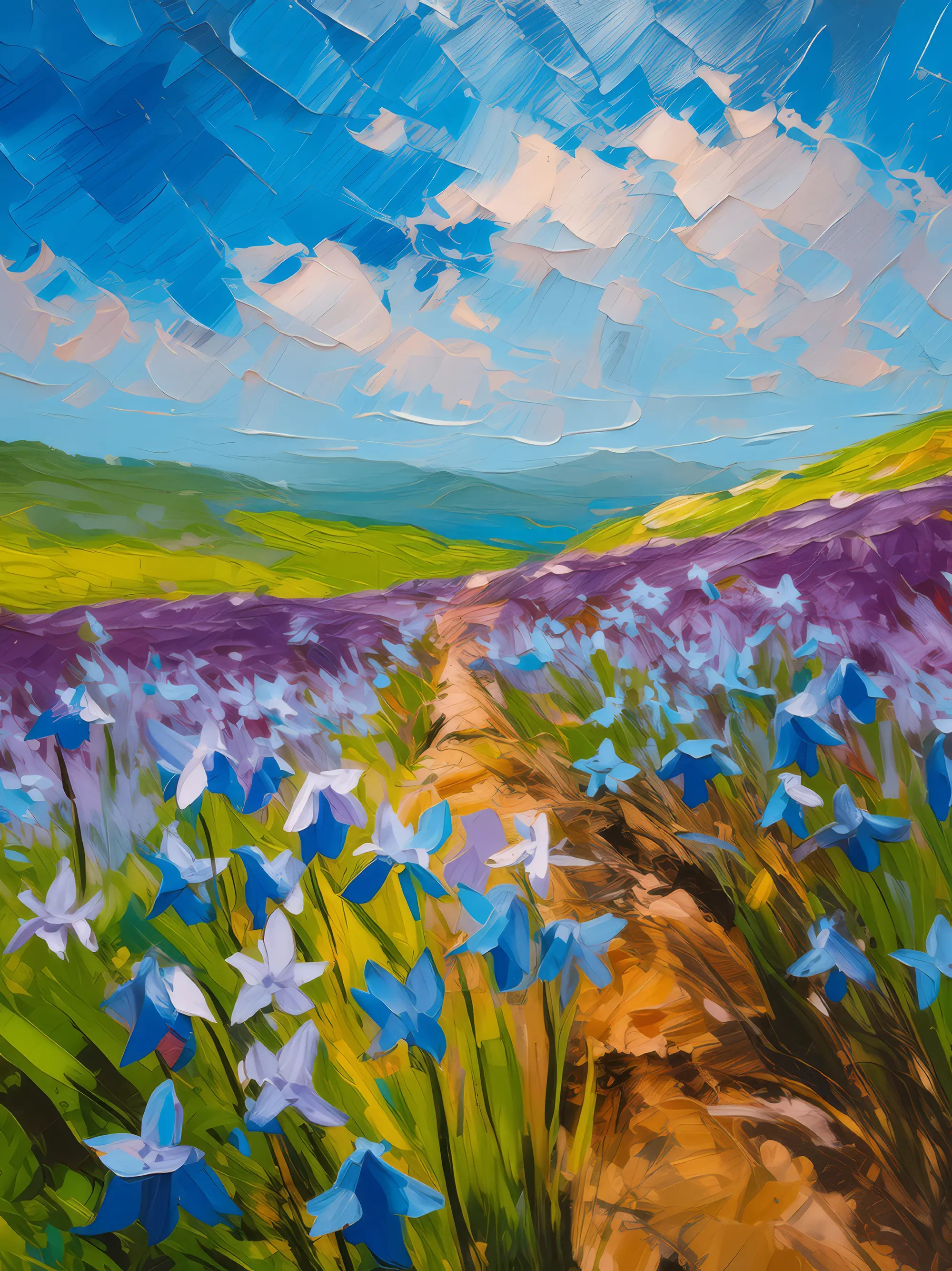 Painting: Bluebells on the Moor