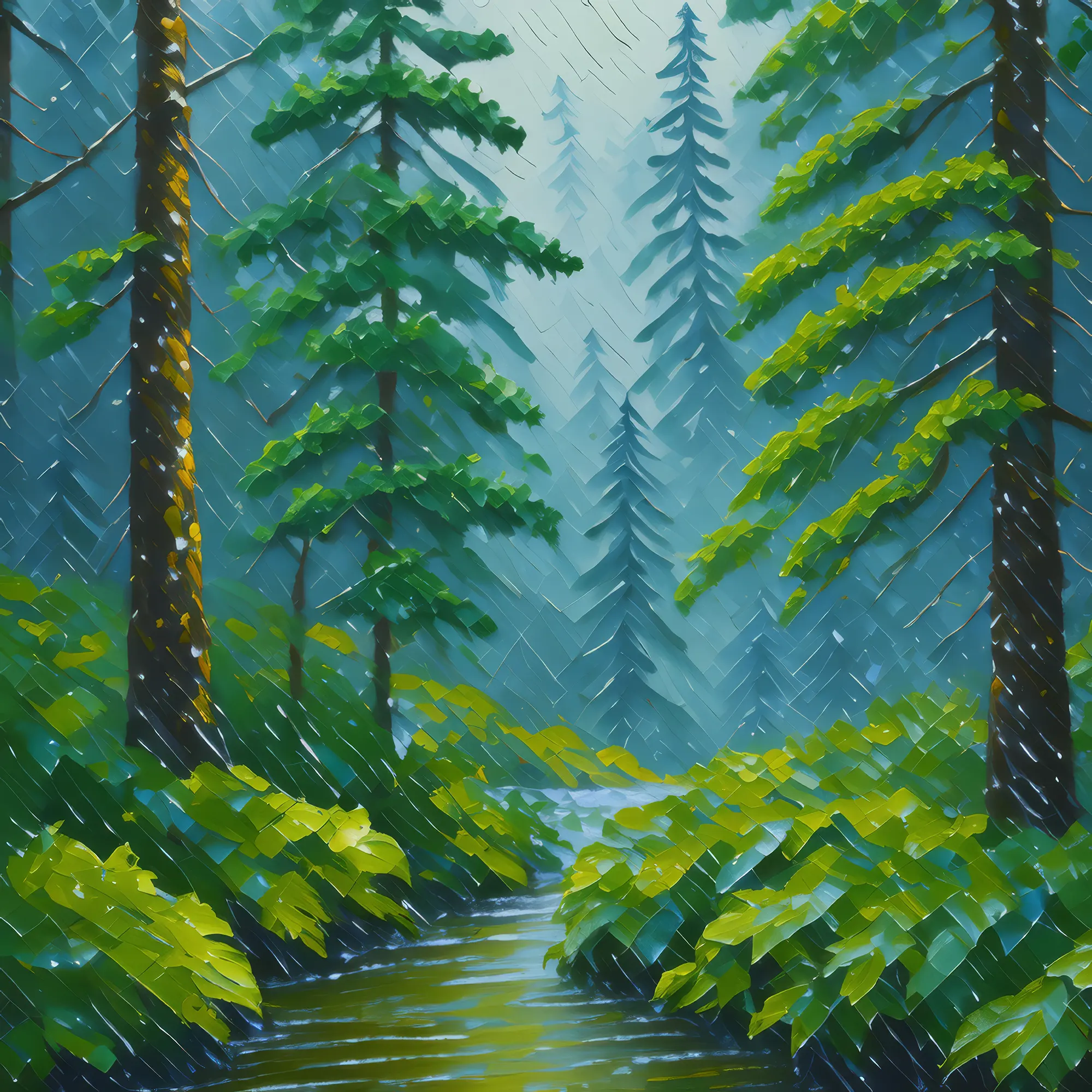Painting: Boreal Forest Rainfall