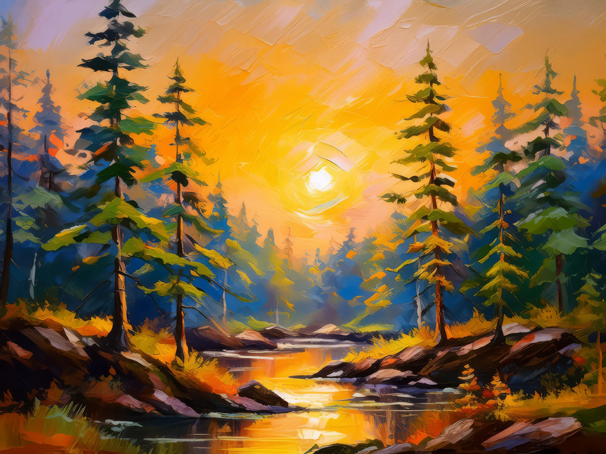 Painting: Boreal Forest Sunset