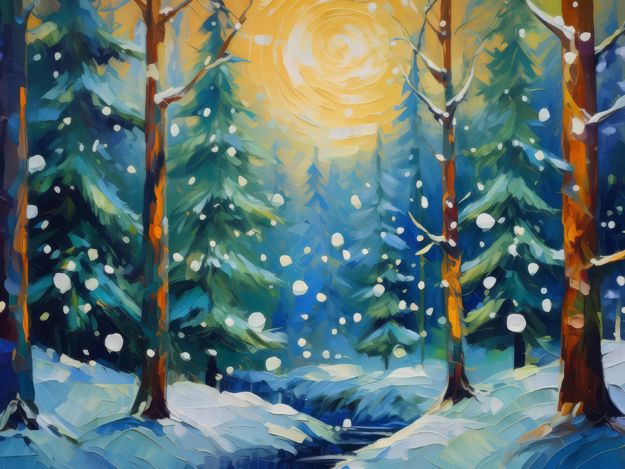 Painting: Boreal Forest Under Snowfall