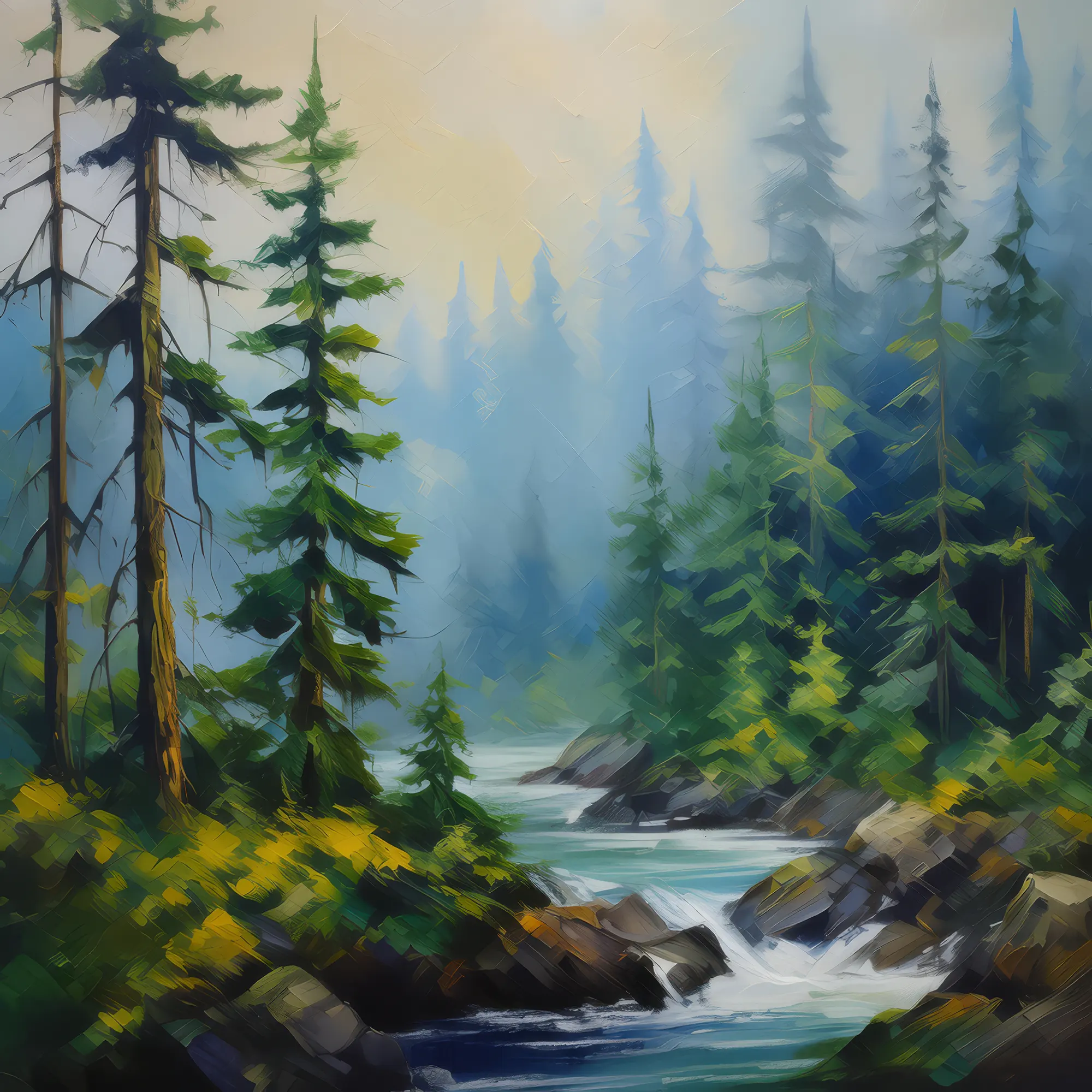 Painting: Boreal Forest in Fog