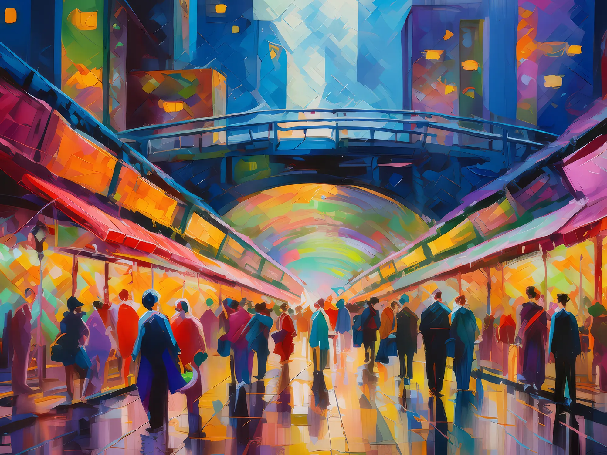 Painting: Busy Metropolitan Subway Entrance