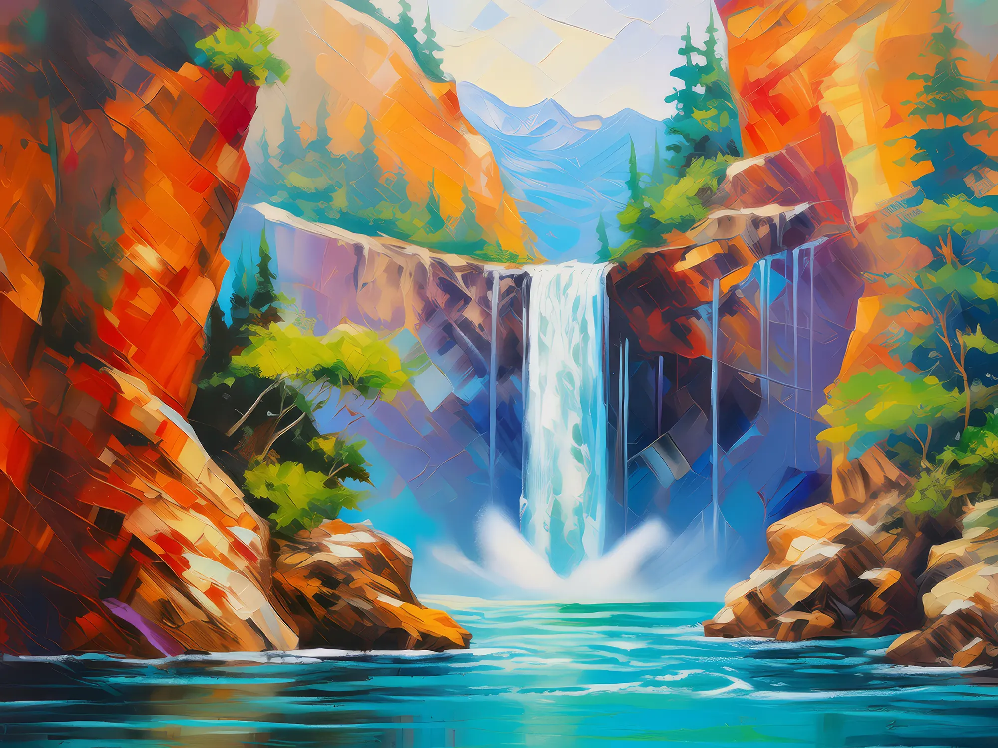 Painting: Canyon Waterfall Adventure