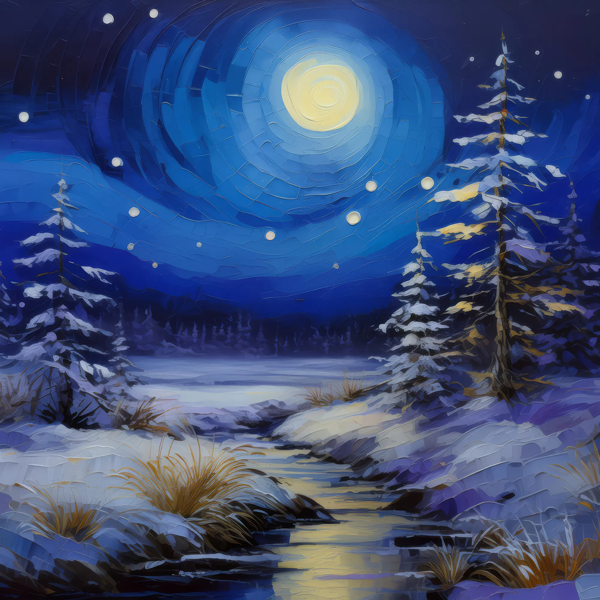 Painting: Chilly Boreal Desert Night