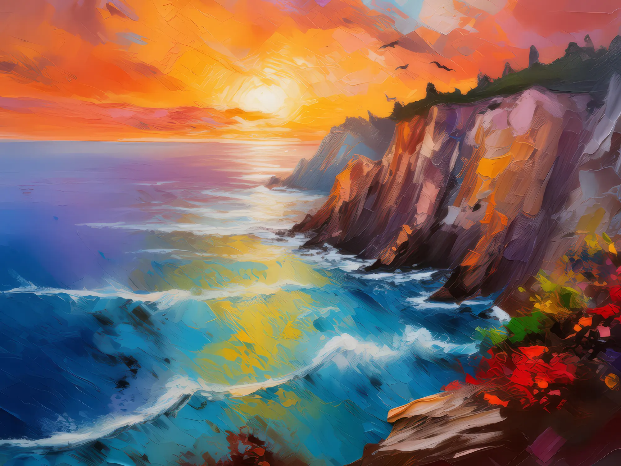 Painting: Chromatic Crescendo on Craggy Cliffs