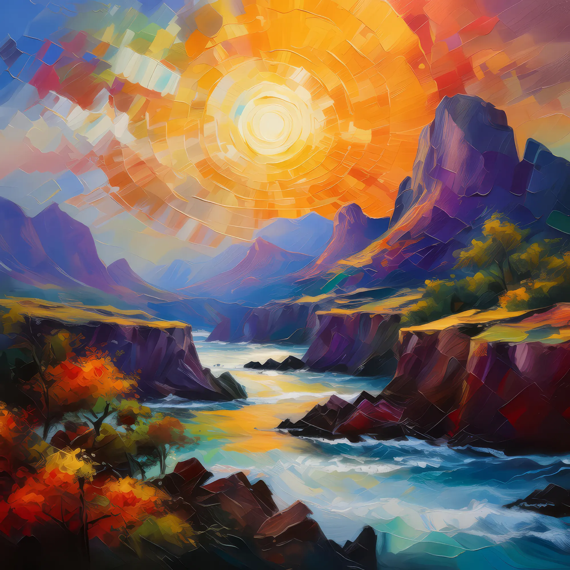 Painting: Chromatic Crescendo on Craggy Stage