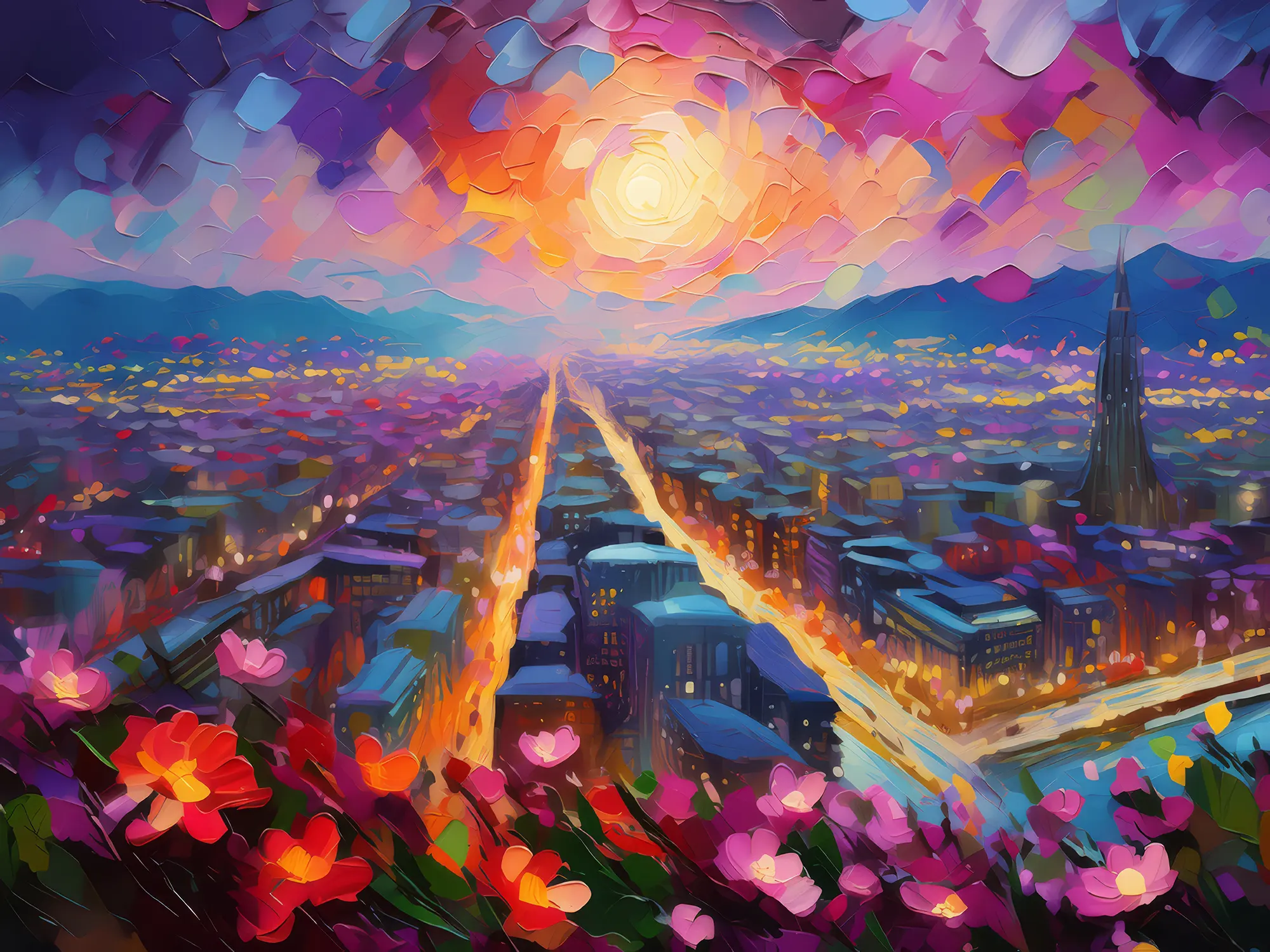 Painting: Cityscape from Above