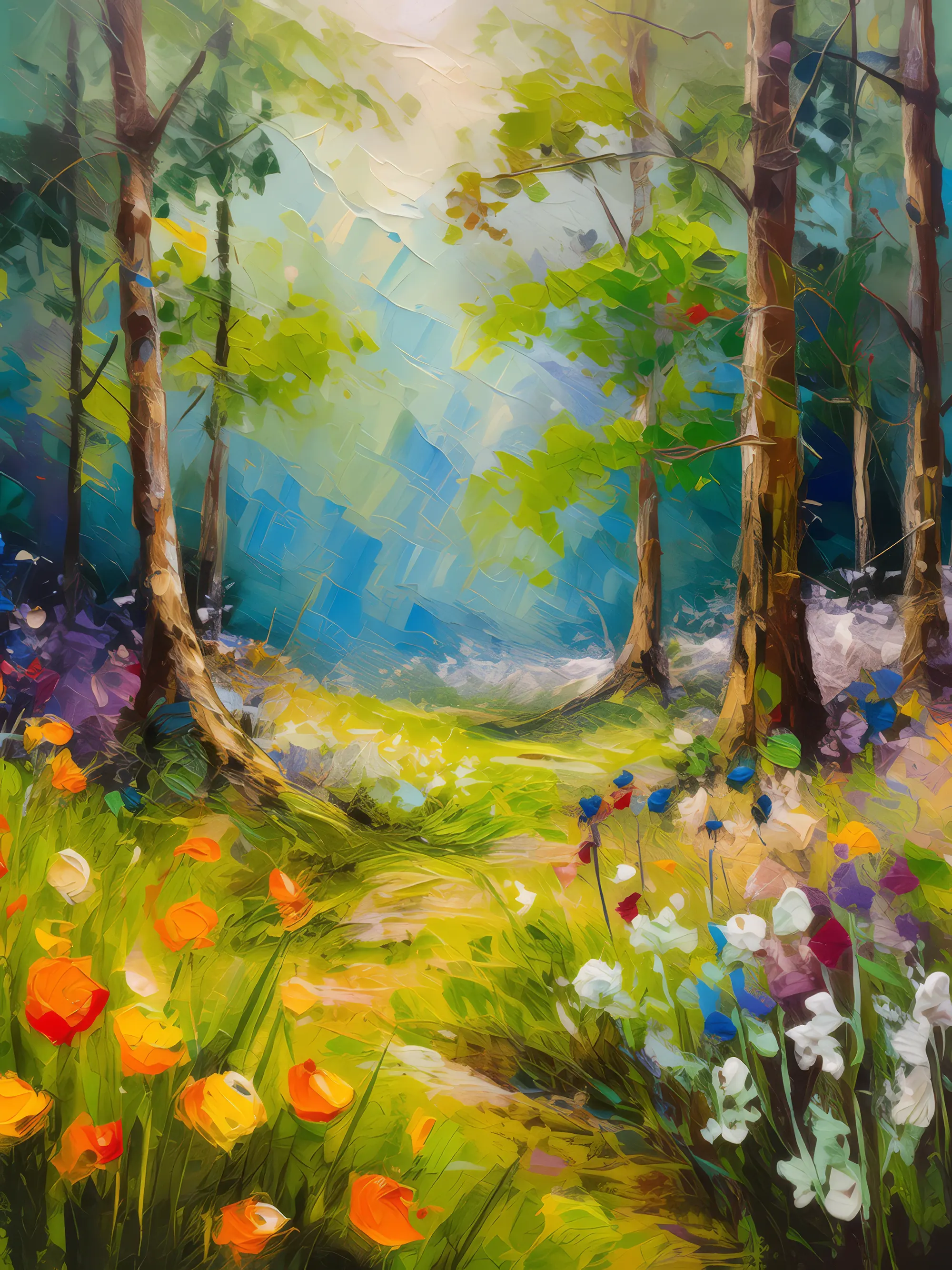 Painting: Clearing with Spring Flowers