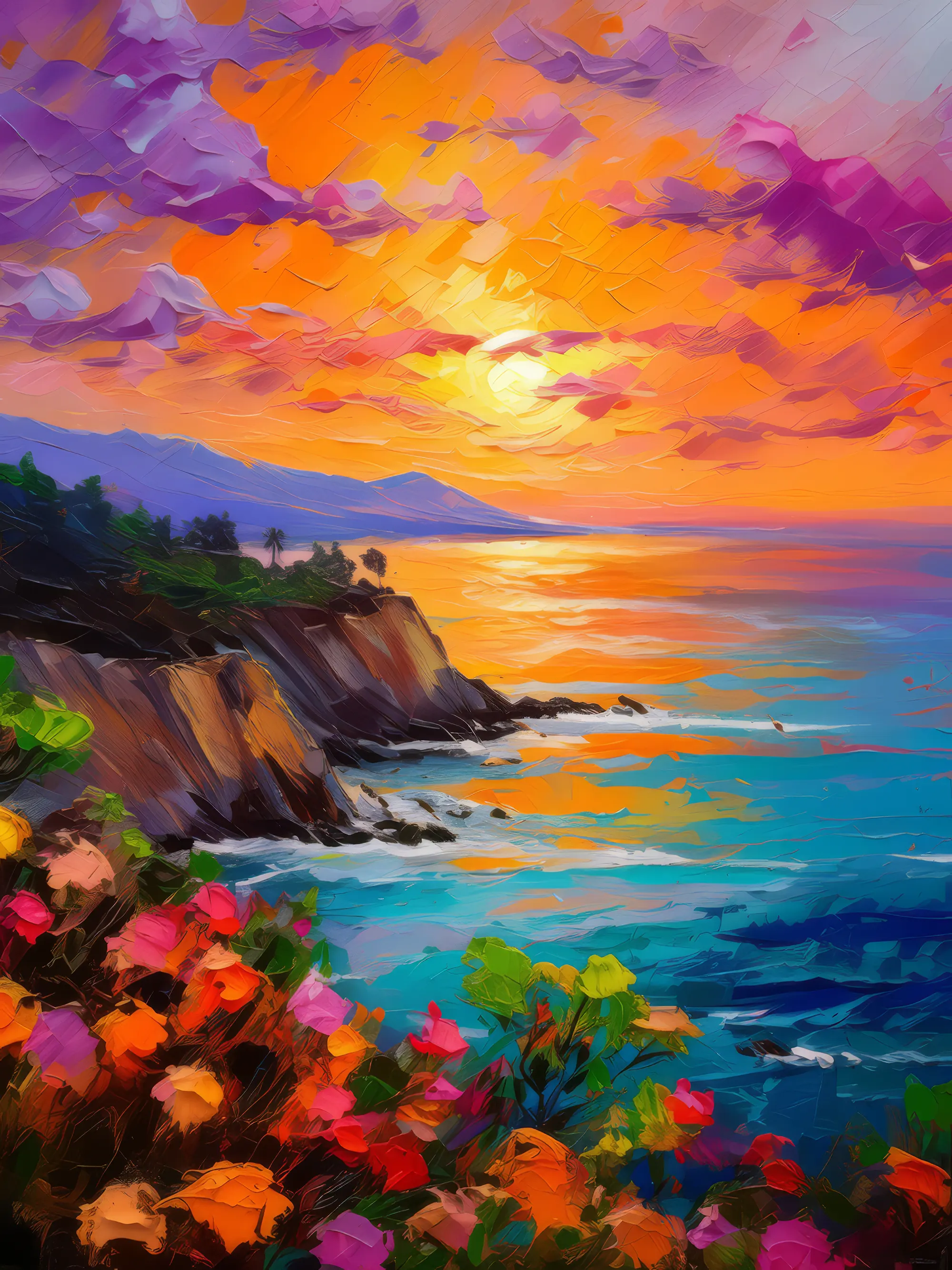 Painting: Clifftop Sunset Bluff