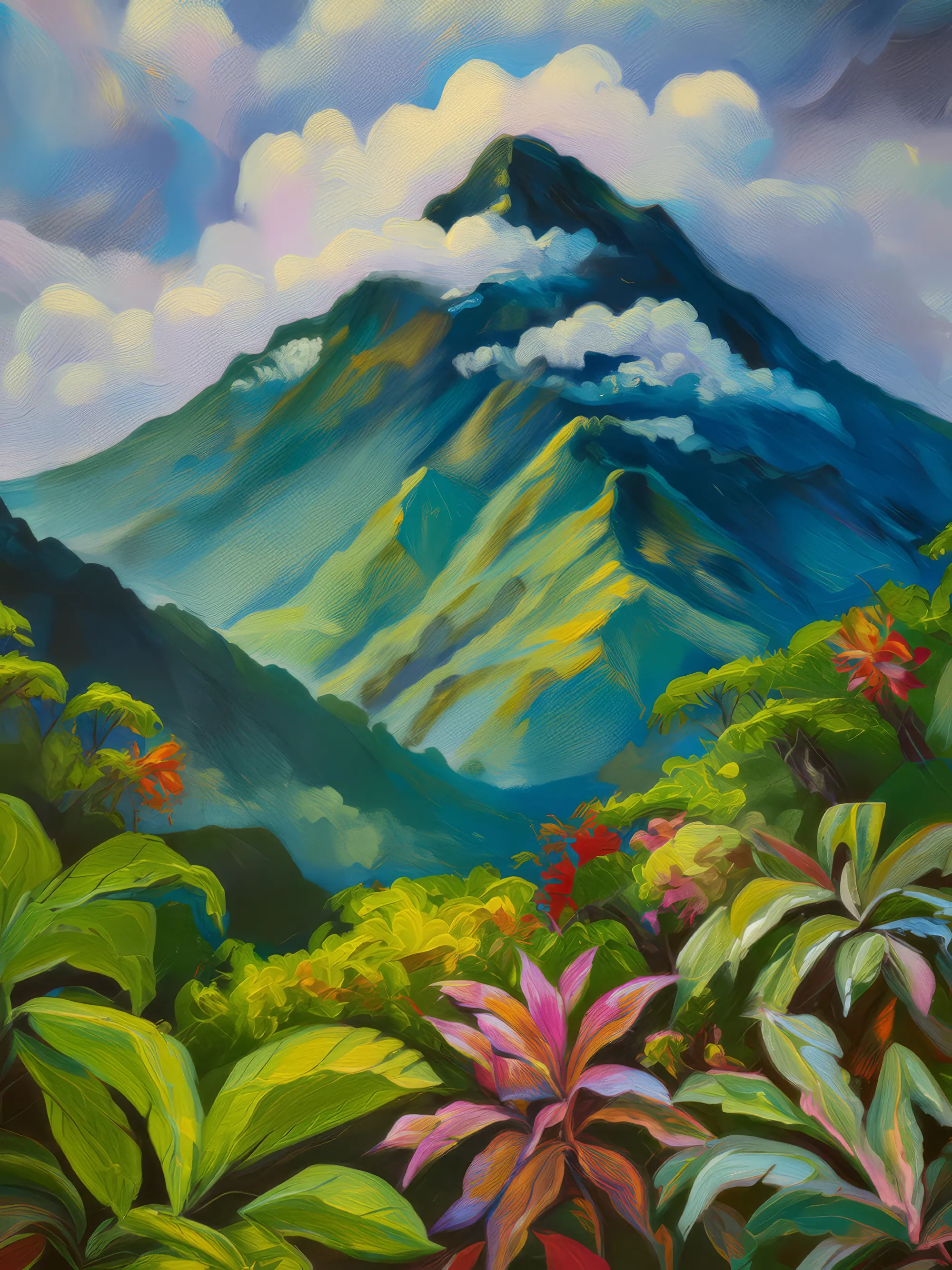 Painting: Cloud-Covered Peaks