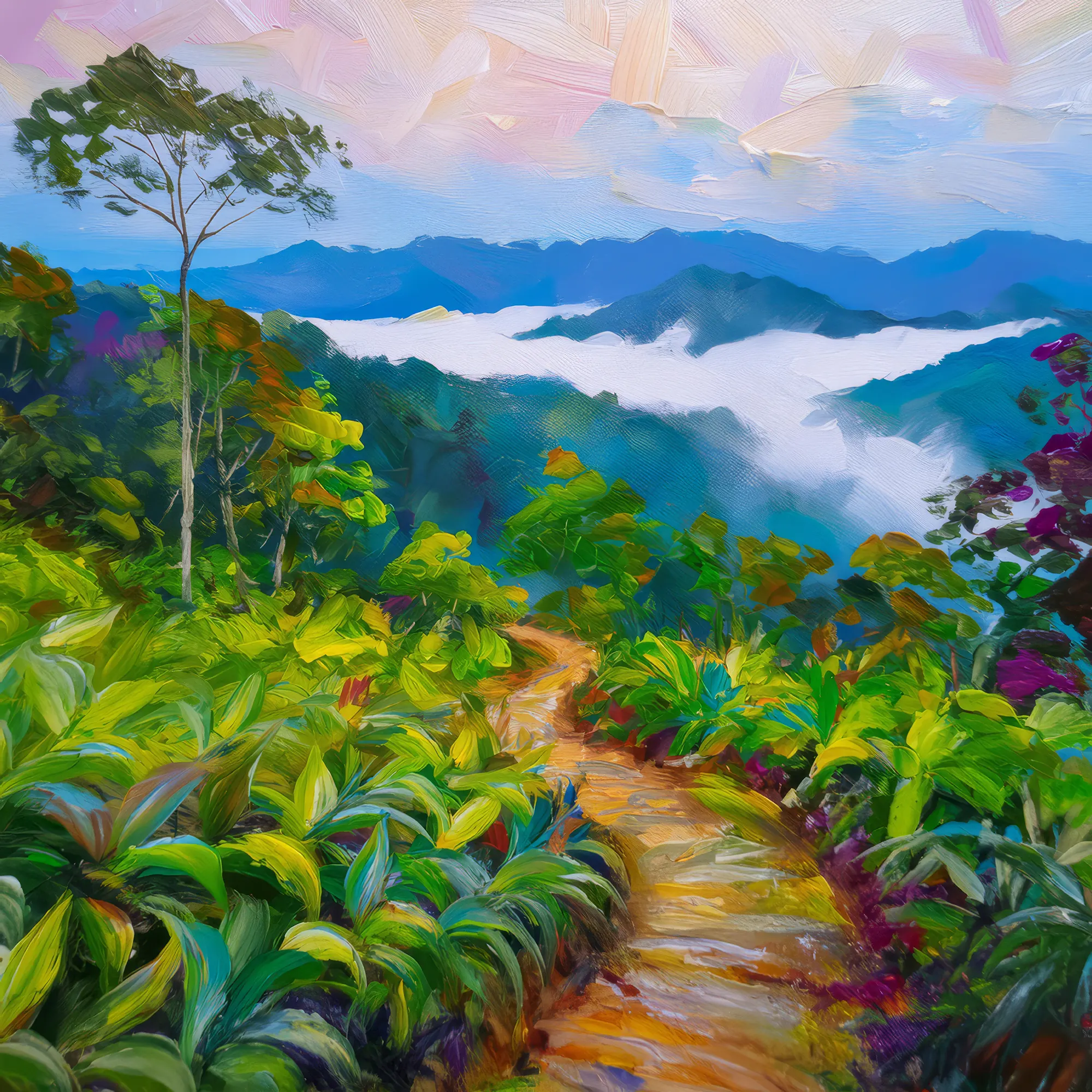 Painting: Cloud Forest Mountain Trail