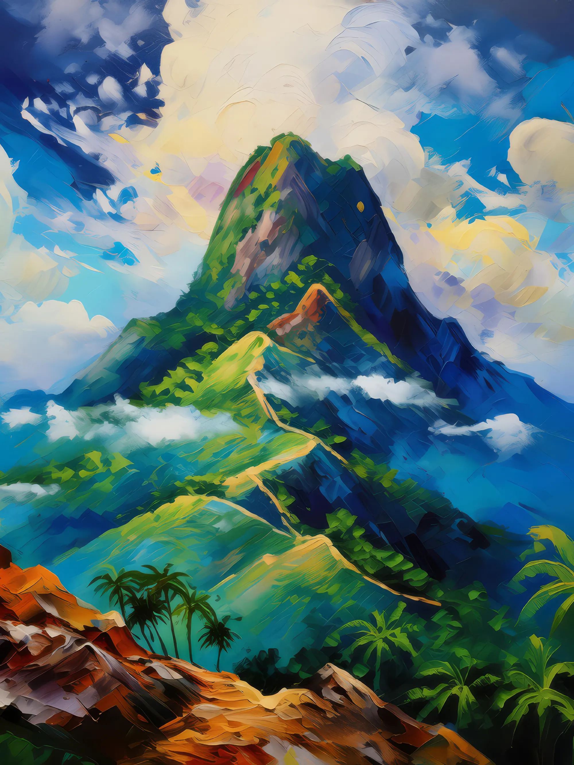 Painting: Clouds Gathering Mountain Top