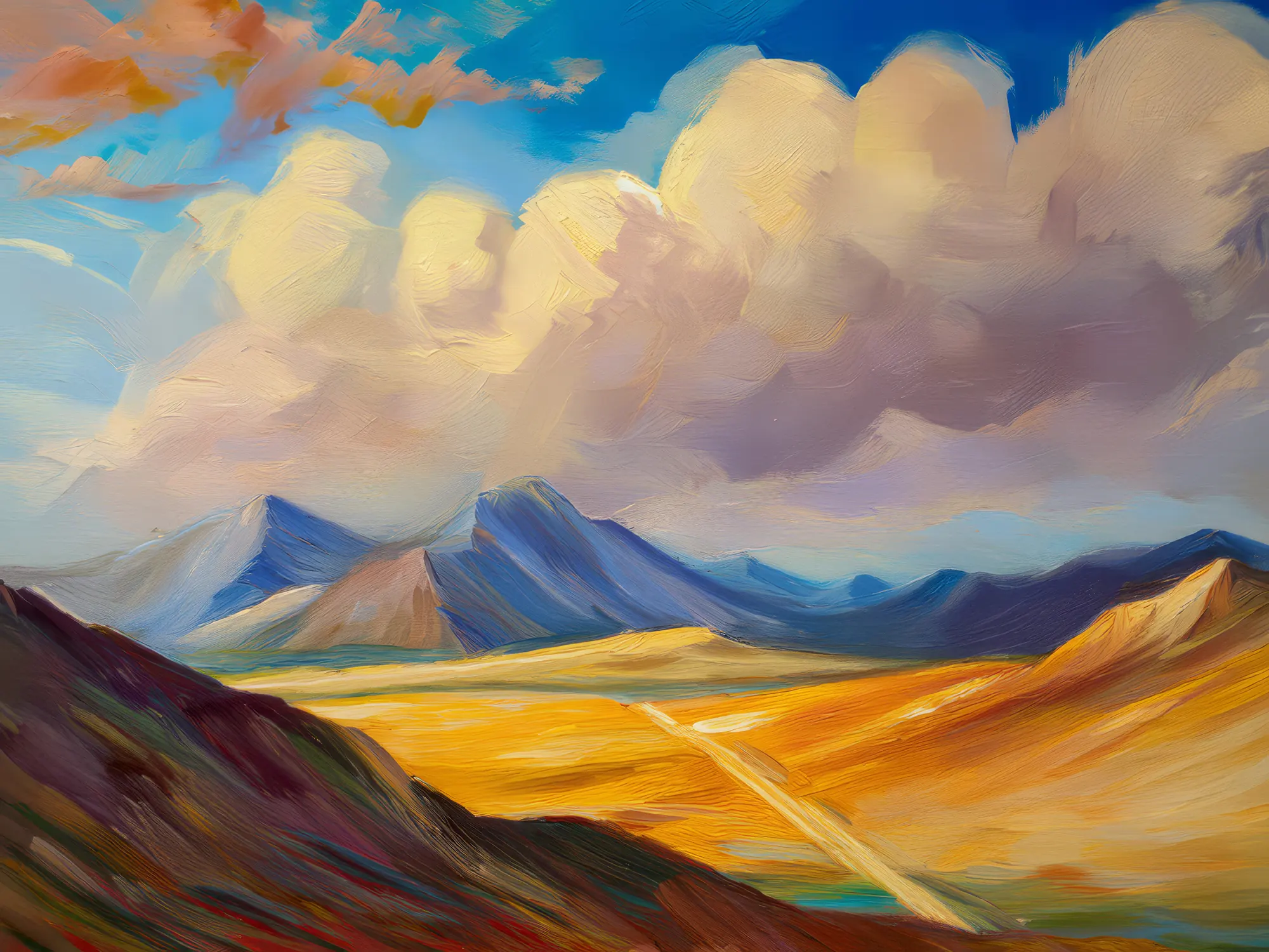 Painting: Clouds Over Alpine Desert Peaks