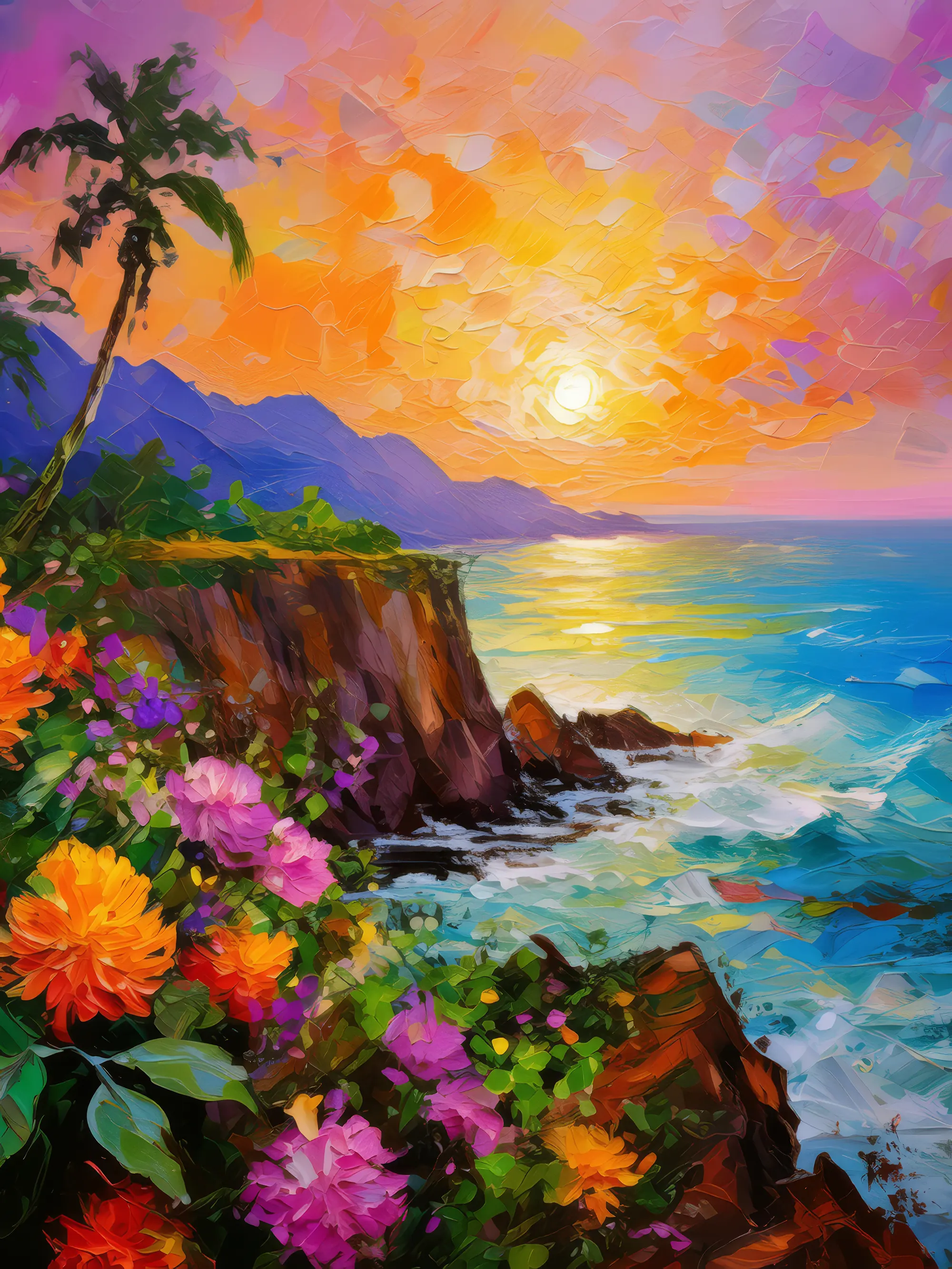 Painting: Coastal Cliff Sunset