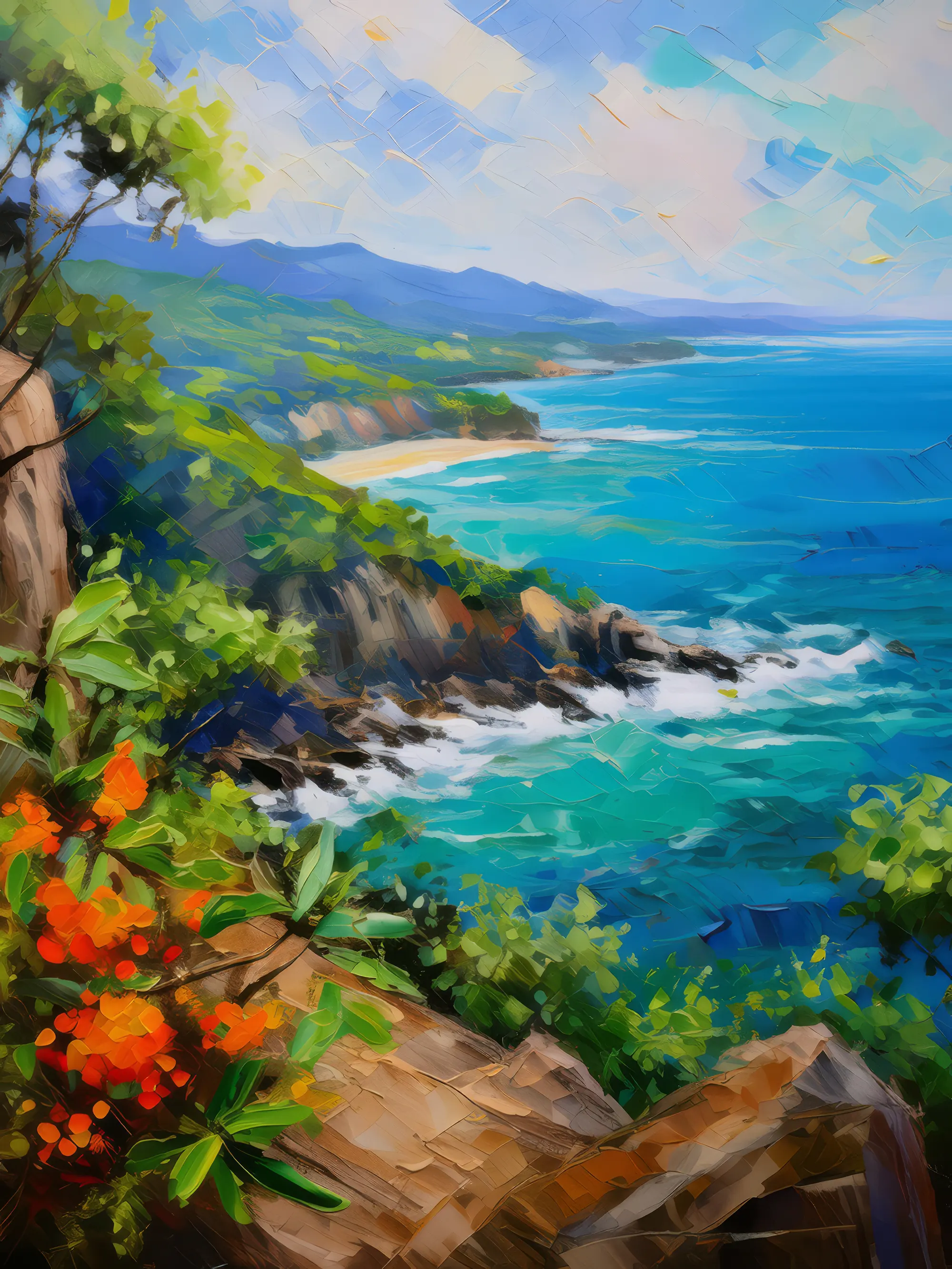 Painting: Coastal Cliff View