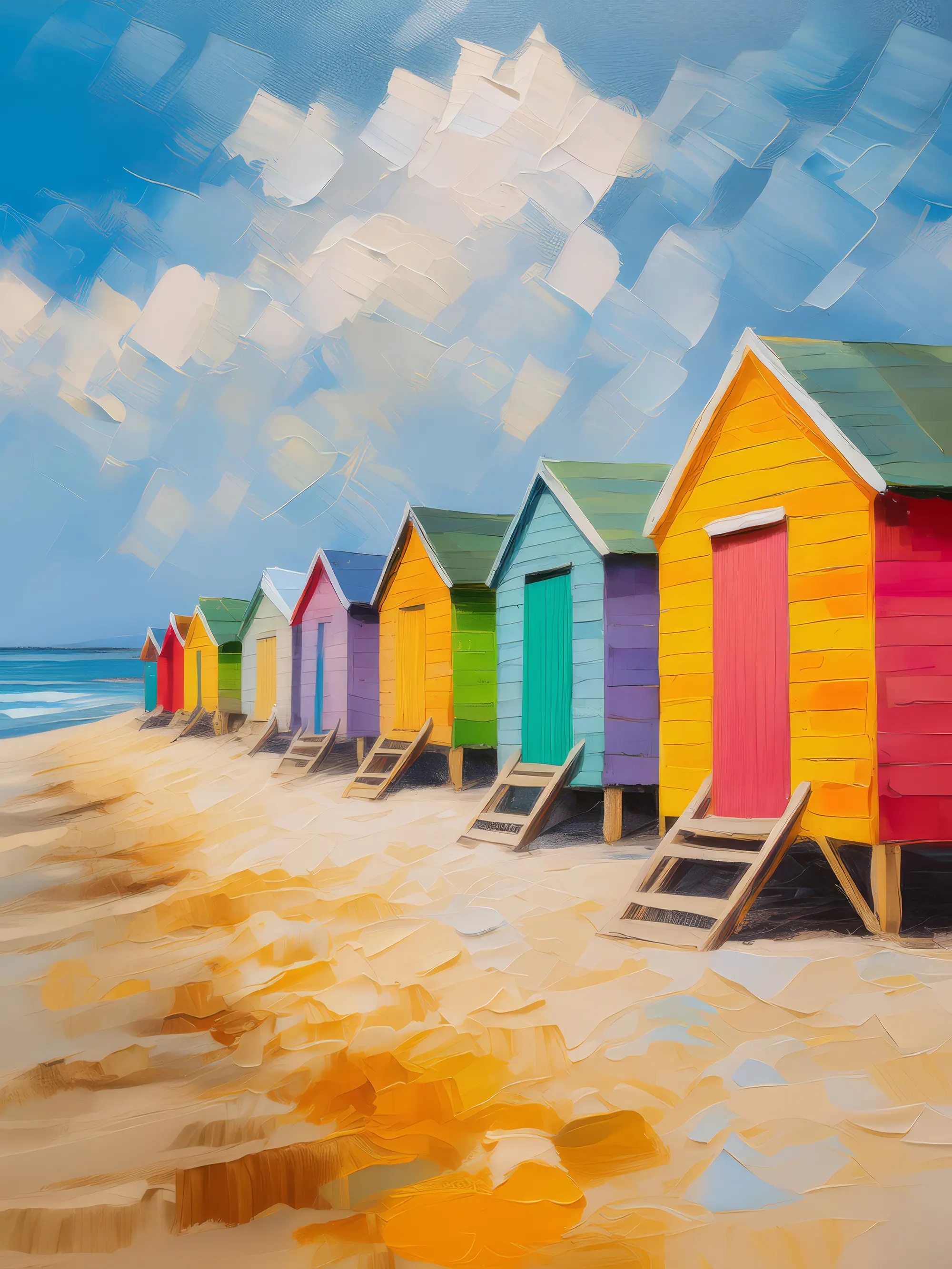 Painting: Colorful Beach Huts