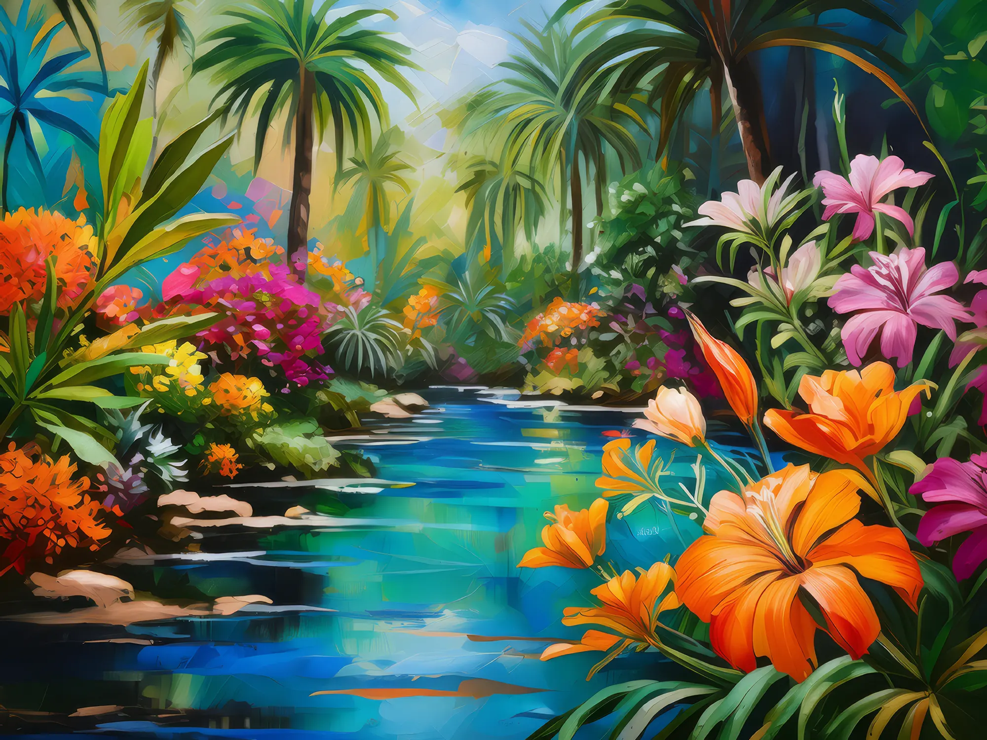 Painting: Colorful Oasis Garden