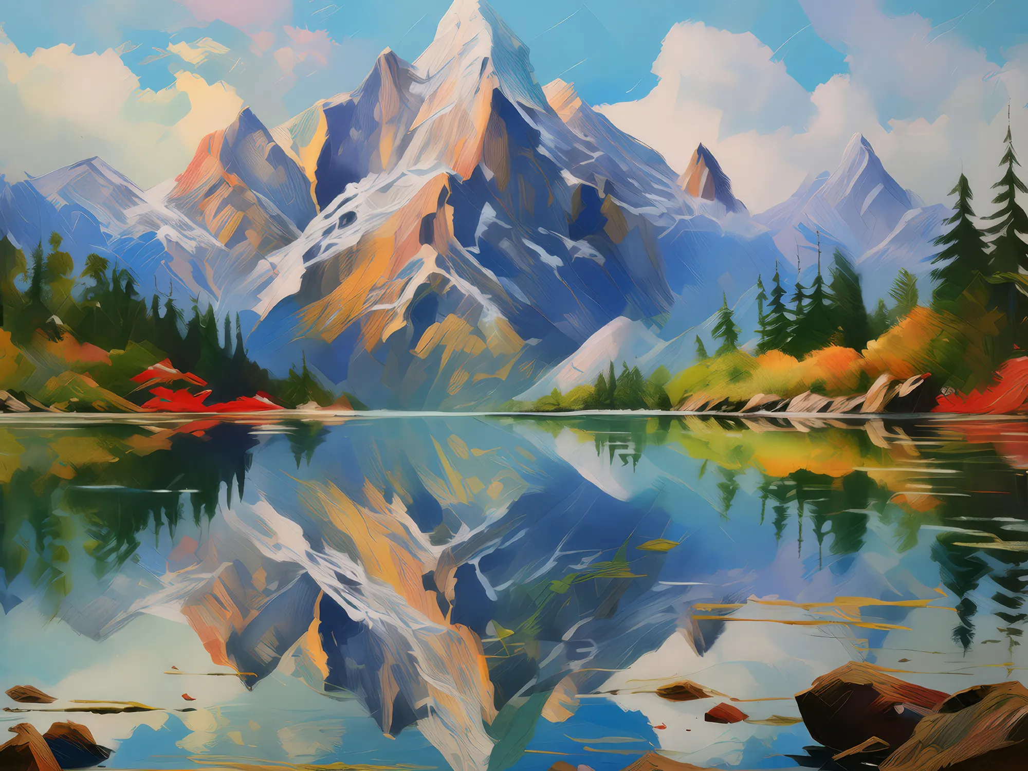 Painting: Crag Reflection Symmetry