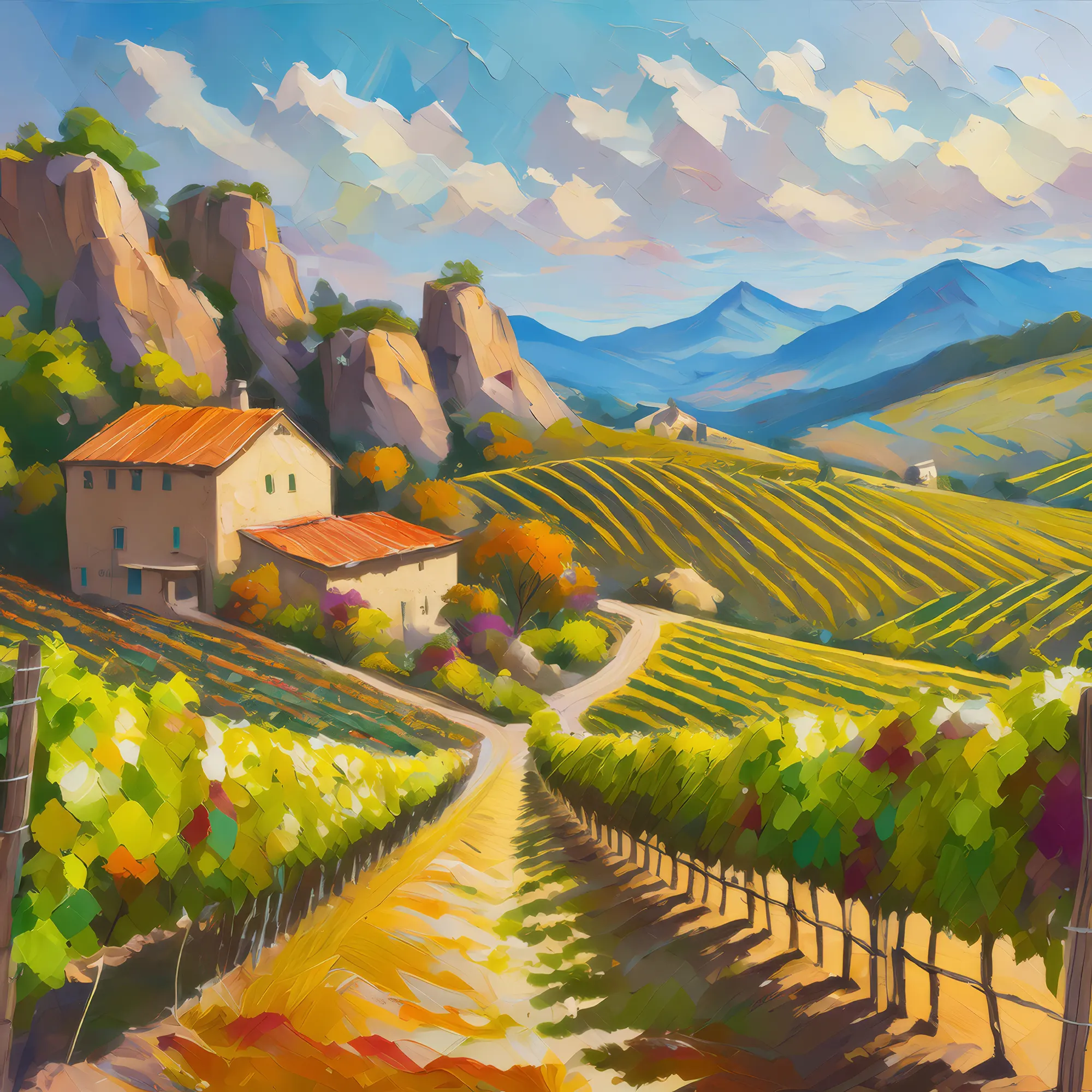 Painting: Crag Winery Vineyard