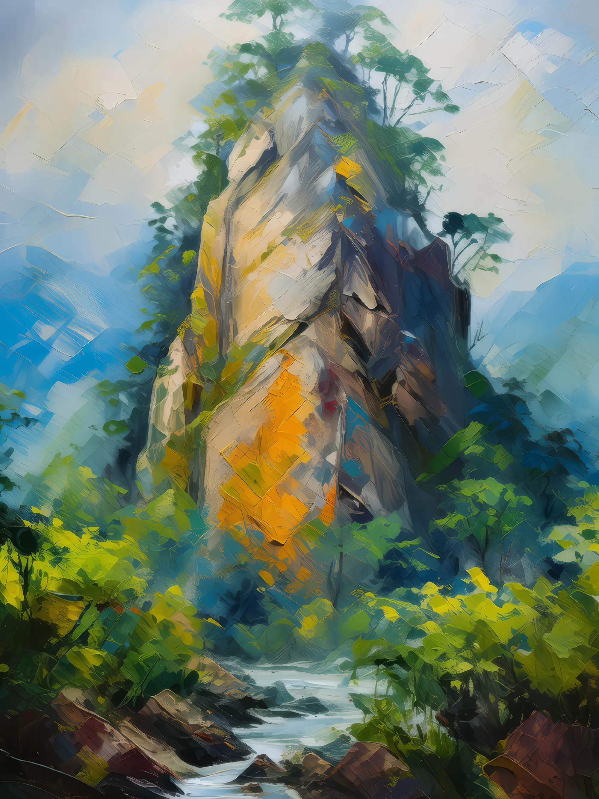 Painting: Crag in Misty Forest