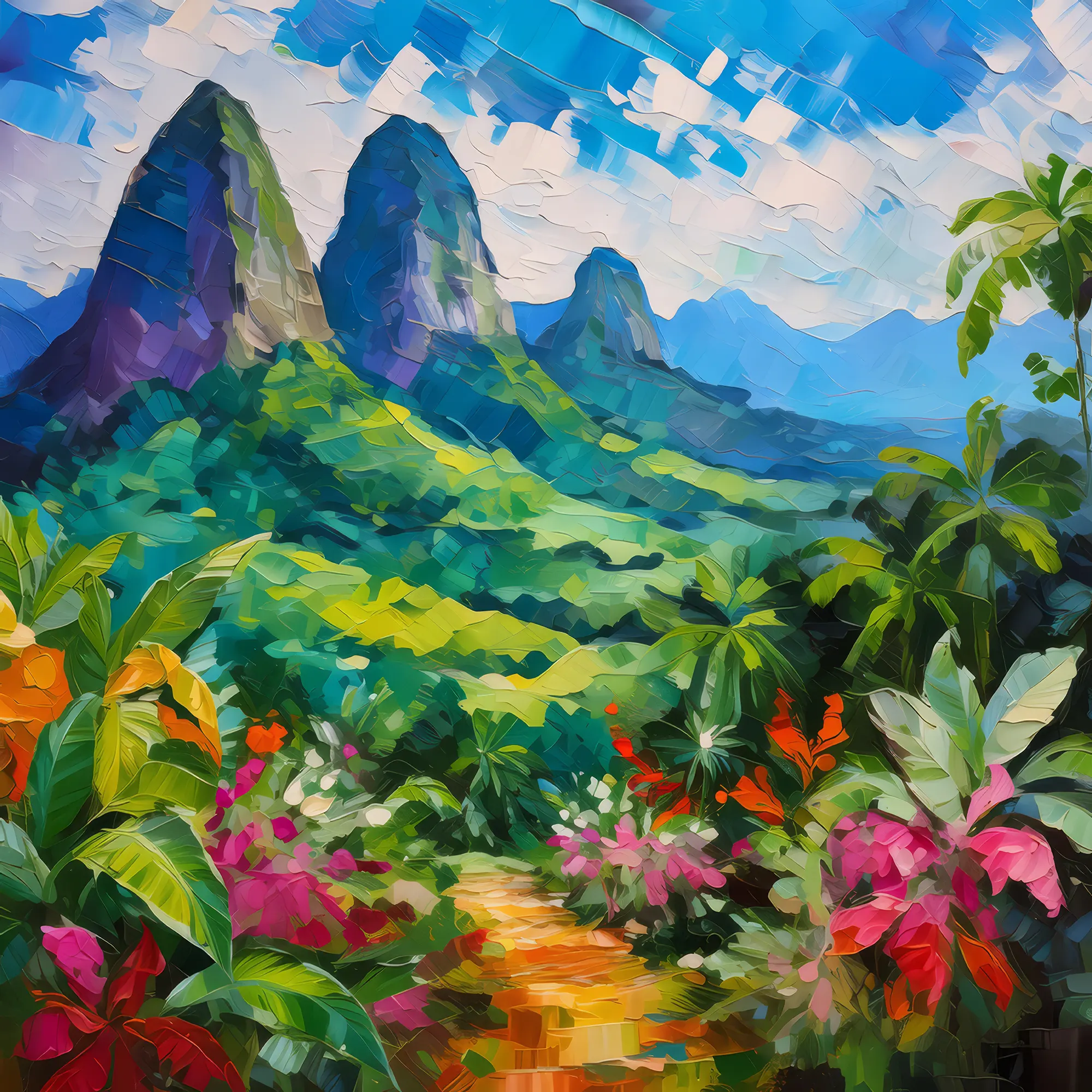 Painting: Craggy Peaks and Lush Valleys