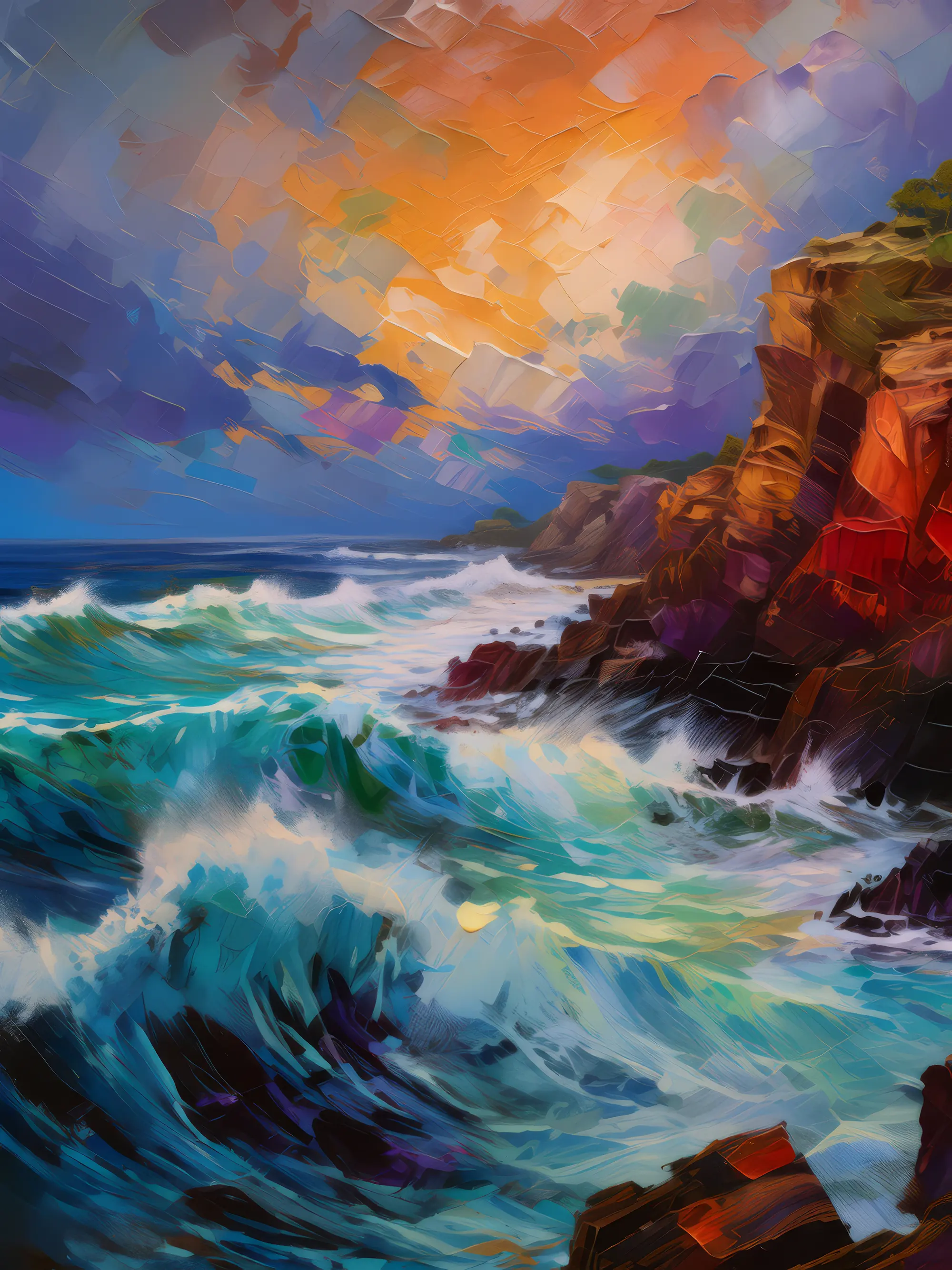 Painting: Crashing Ocean Waves