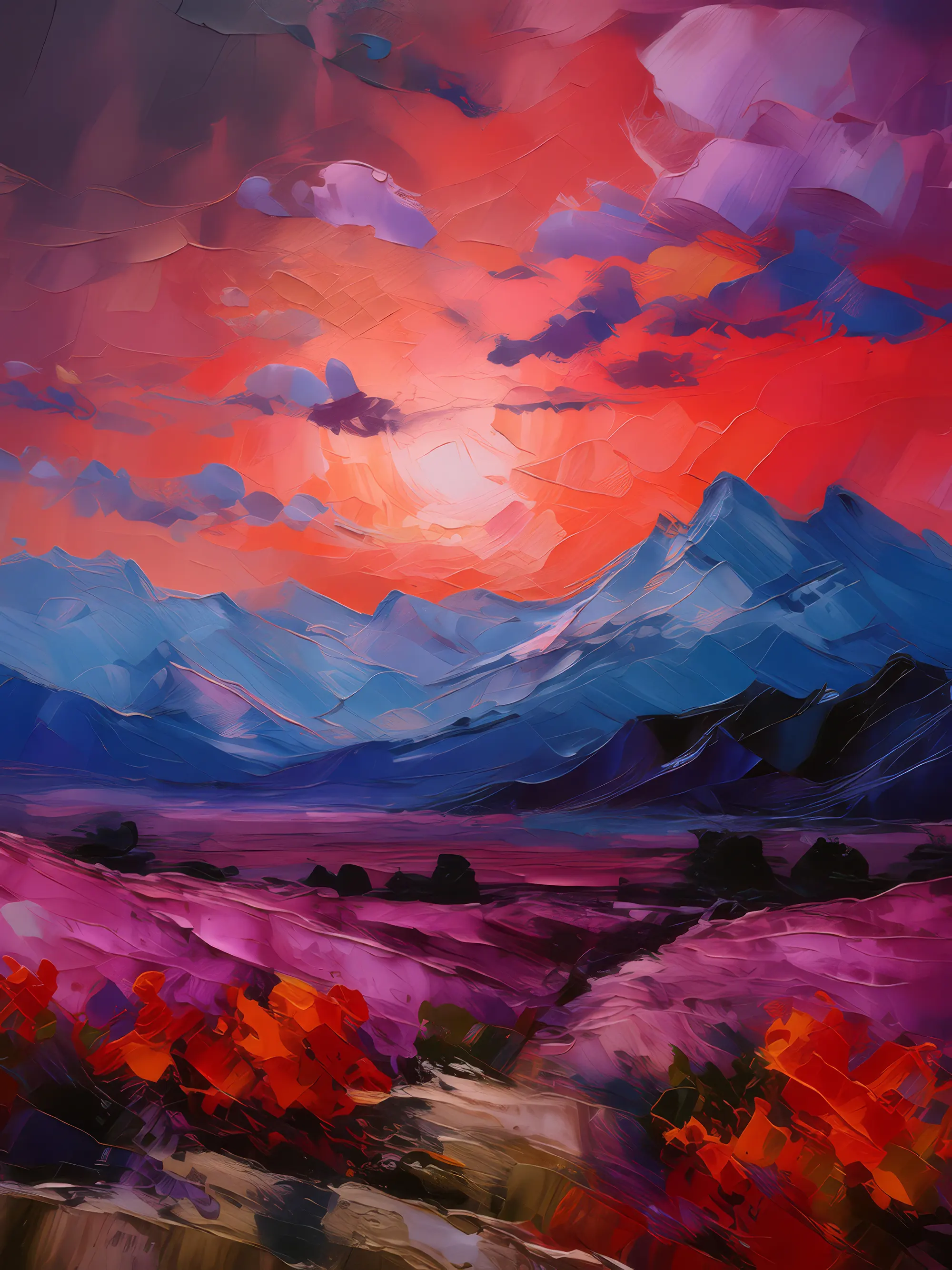 Painting: Crimson Sky Alpine Desert