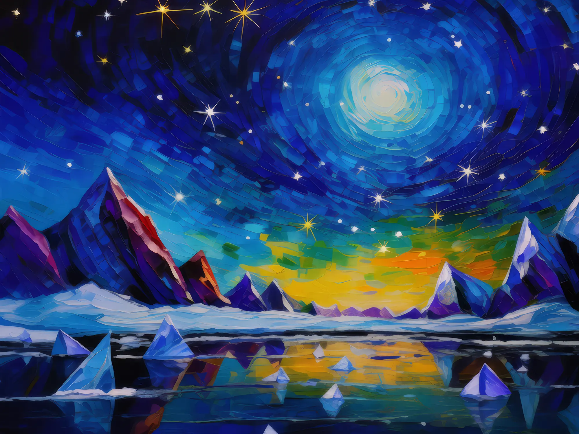 Painting: Crystalline Night in Arctic Desert