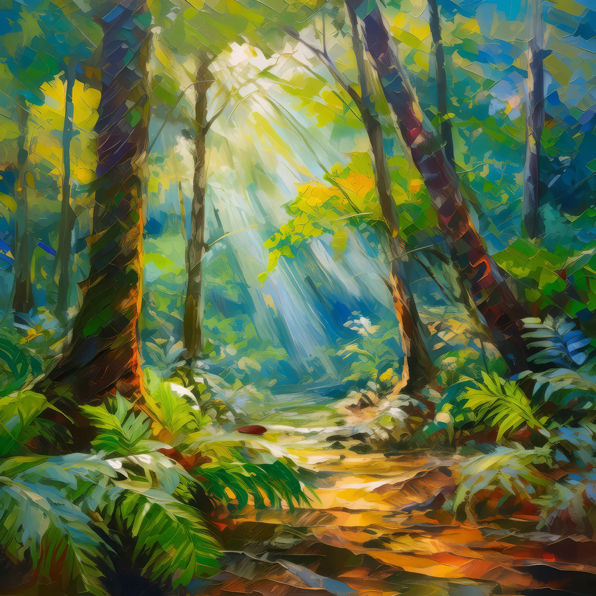 Painting: Dappled Light in Boreal Forest