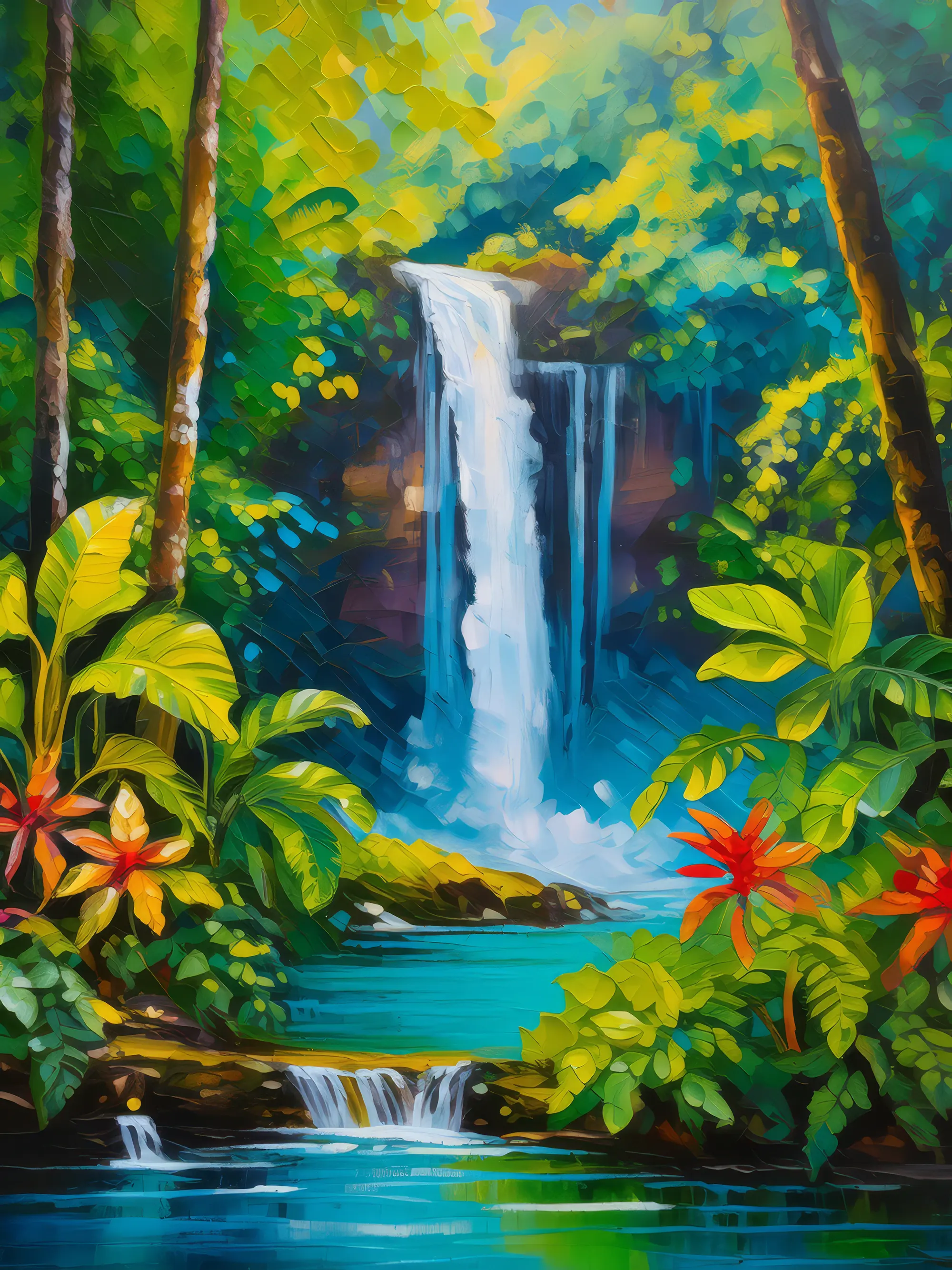 Painting: Deep Jungle Waterfall